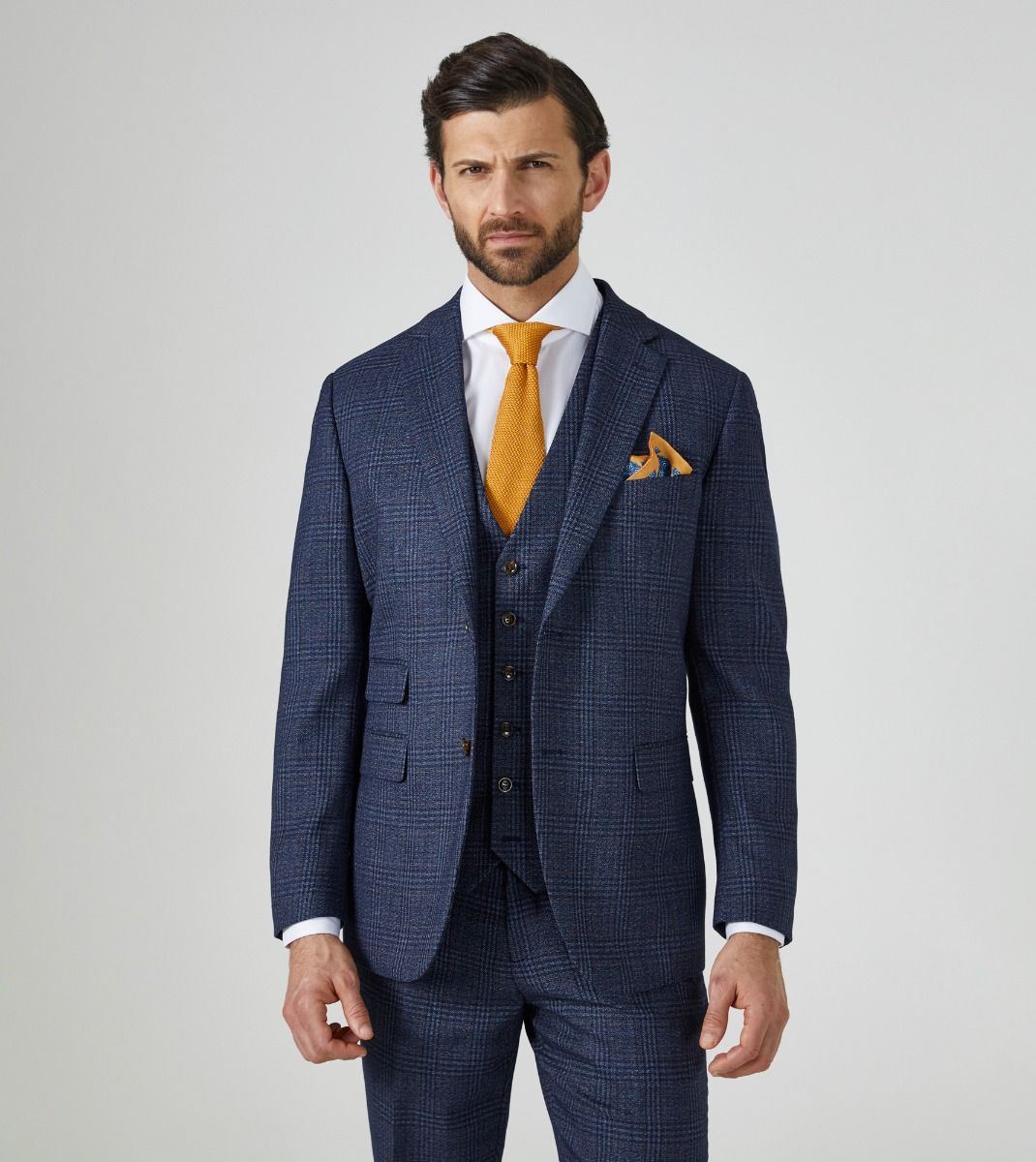 Skopes Woolf Suit Jacket For Men's in Navy Check, 34S to 70L