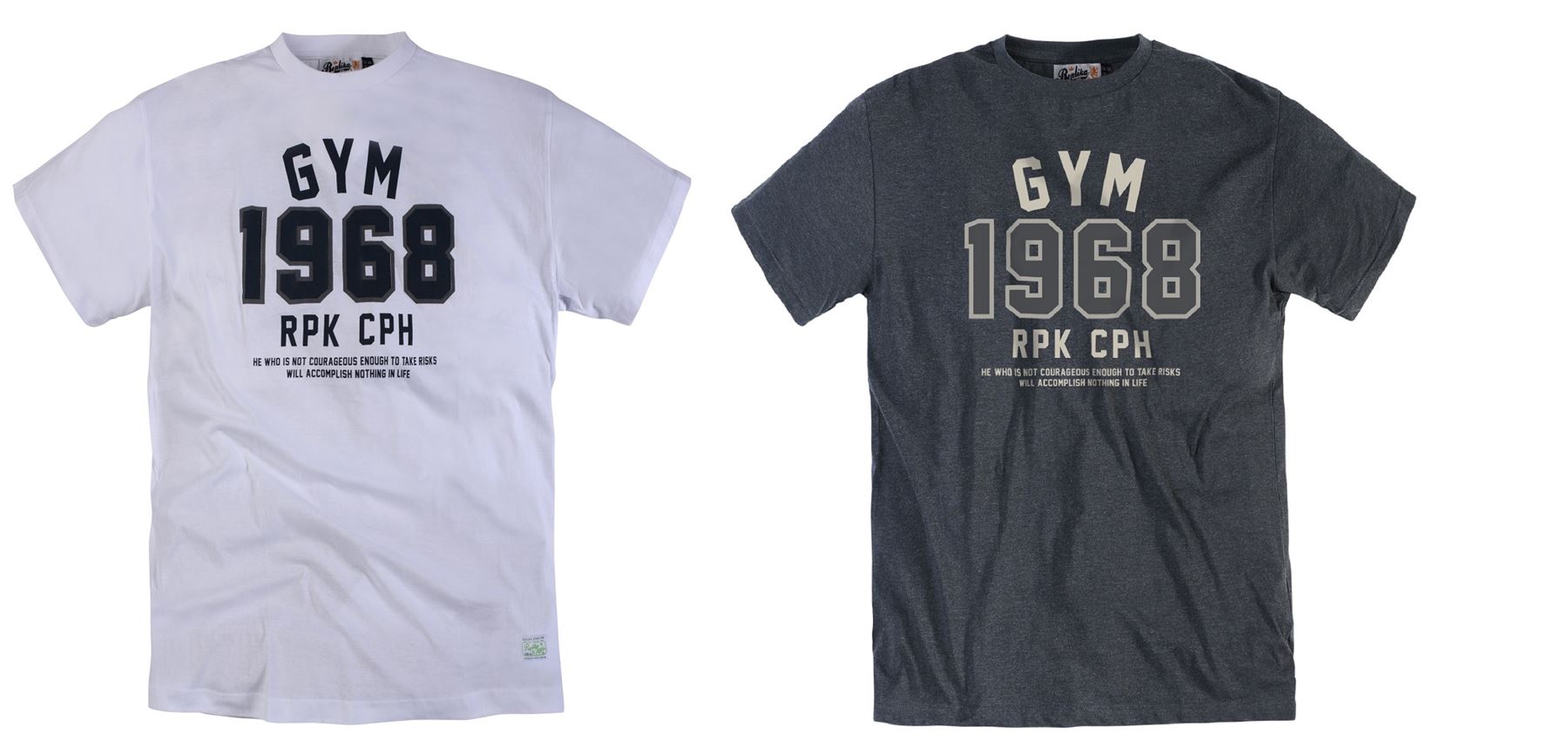 Replika Pure Cotton Printed Tee Shirt "GYM 1968" in Size 2XL To 7XL, 2 Colours Options
