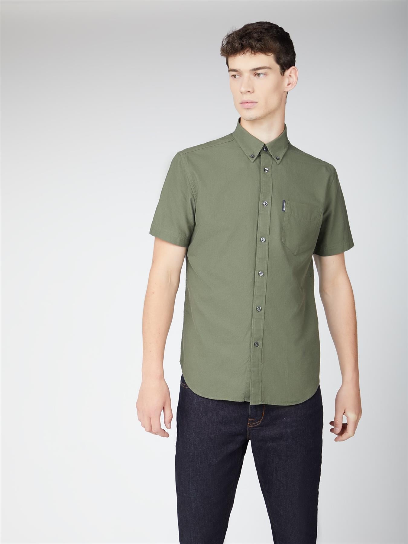 Ben Sherman Mens Big Size Short Sleeve Organic Cotton Oxford Shirt (65095) 2XL-5XL, 4 Colours