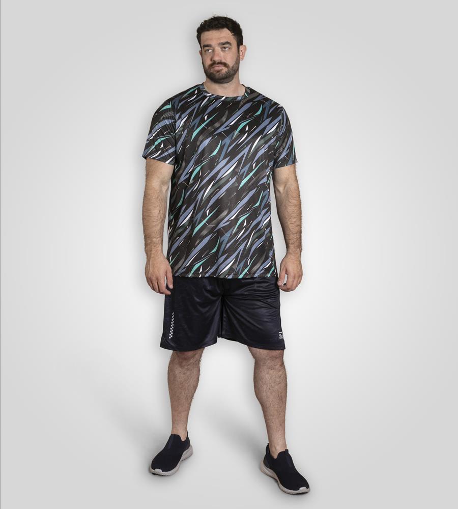 D555 NOTTINGHAM Dry Wear Light Weight AOP Poly Crew Neck T-Shirt For Men in Black, 2XL-6XL