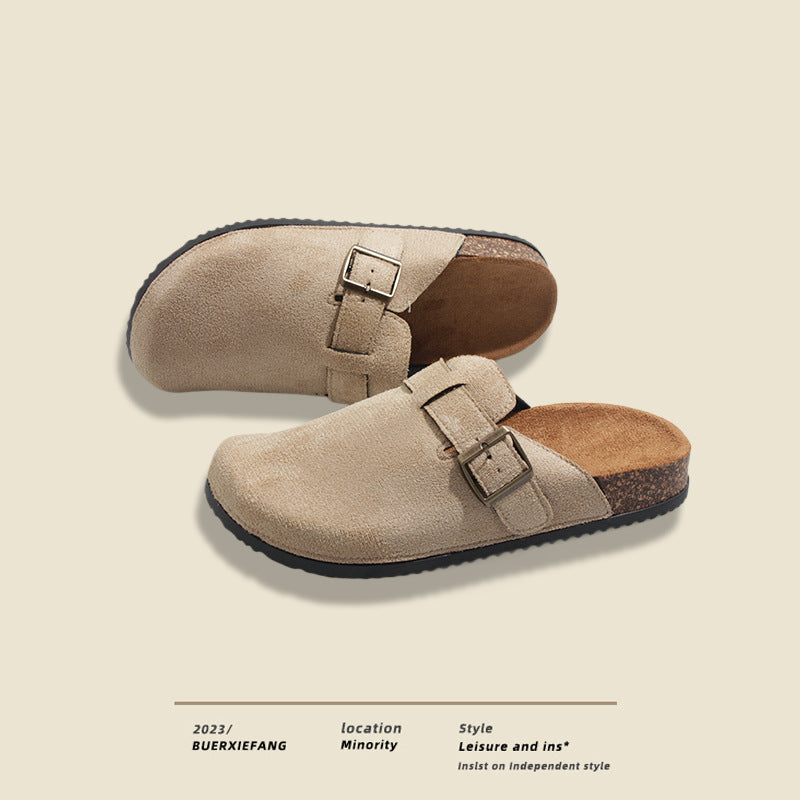 Woolly Birkenstock shoes women's new autumn and winter a slip-on plus fleece warm Birkenstock shoes lazy bun head half mop cotton shoes