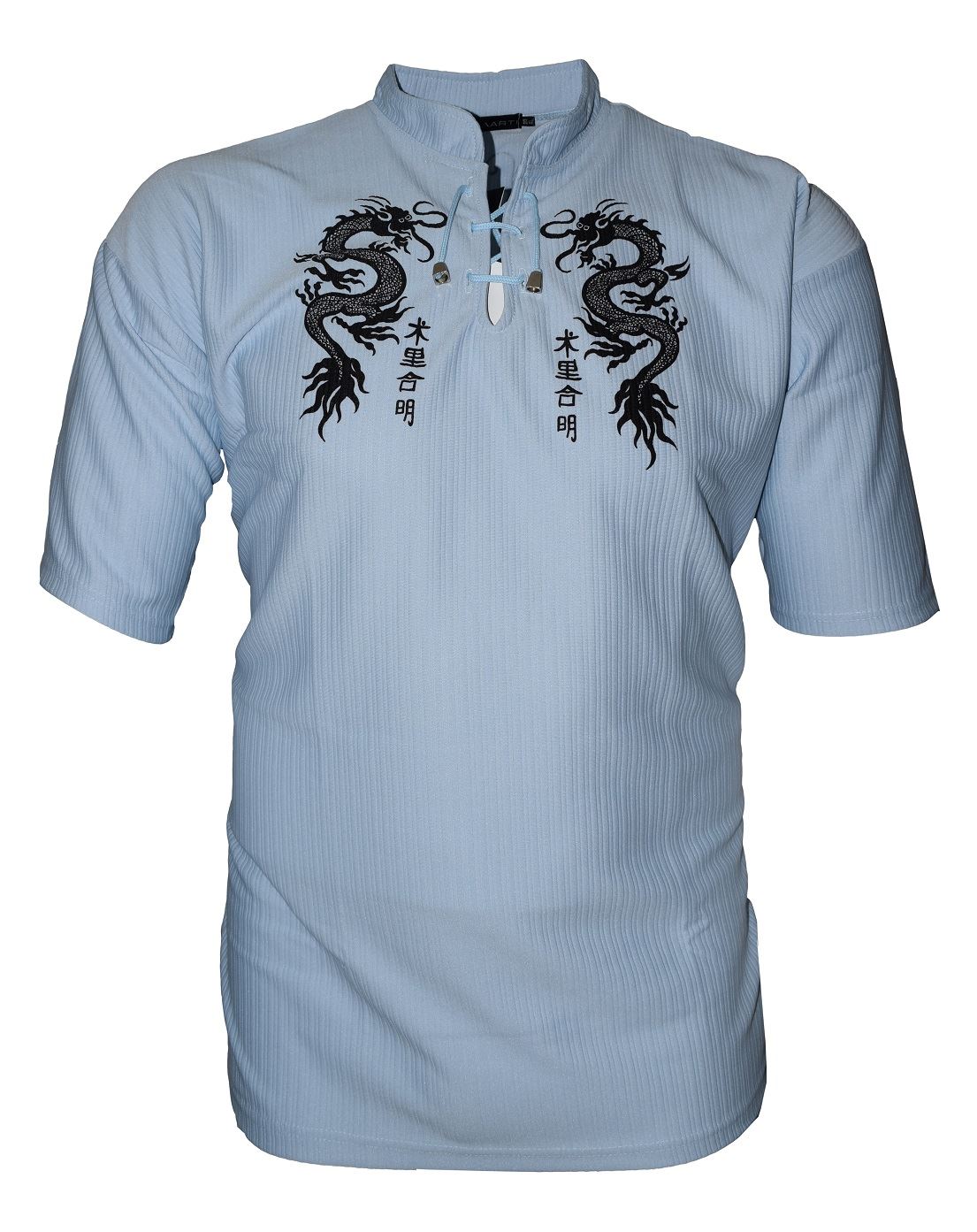 Mens Easy Care Dragon Printed Mandarin Collar Tee Shirt in Size Small to 9XL