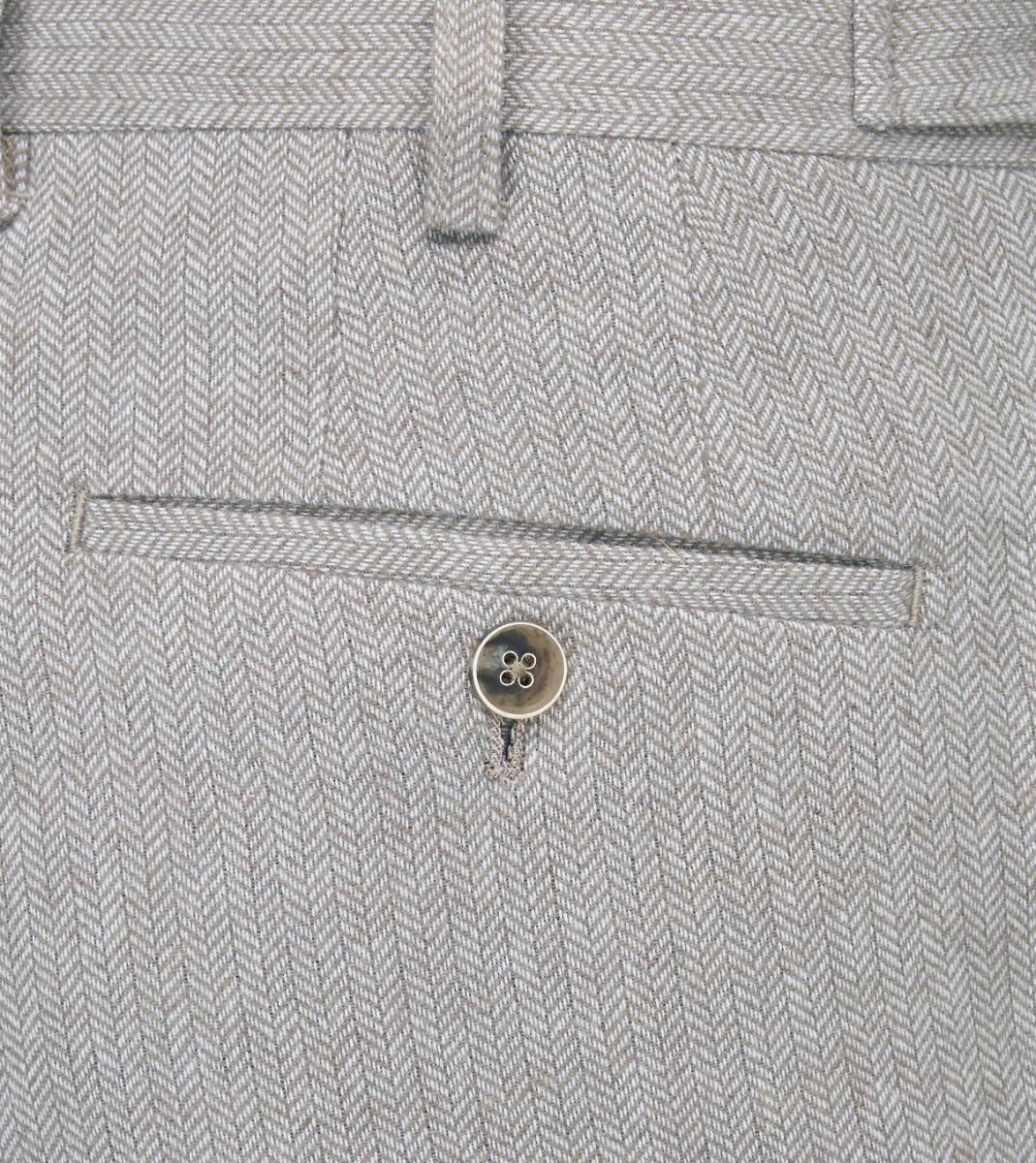 Skopes Men's Tailored Fit Suit Trouser Jude  Herringbone in Stone Waist 32 to 56