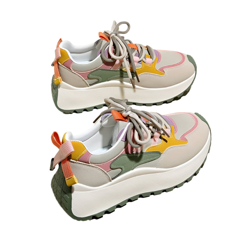 Ultra-Lightweight Breathable, Comfortable Low-Top Lace-Up Shoes with Thick, Cushioned Platform Sole