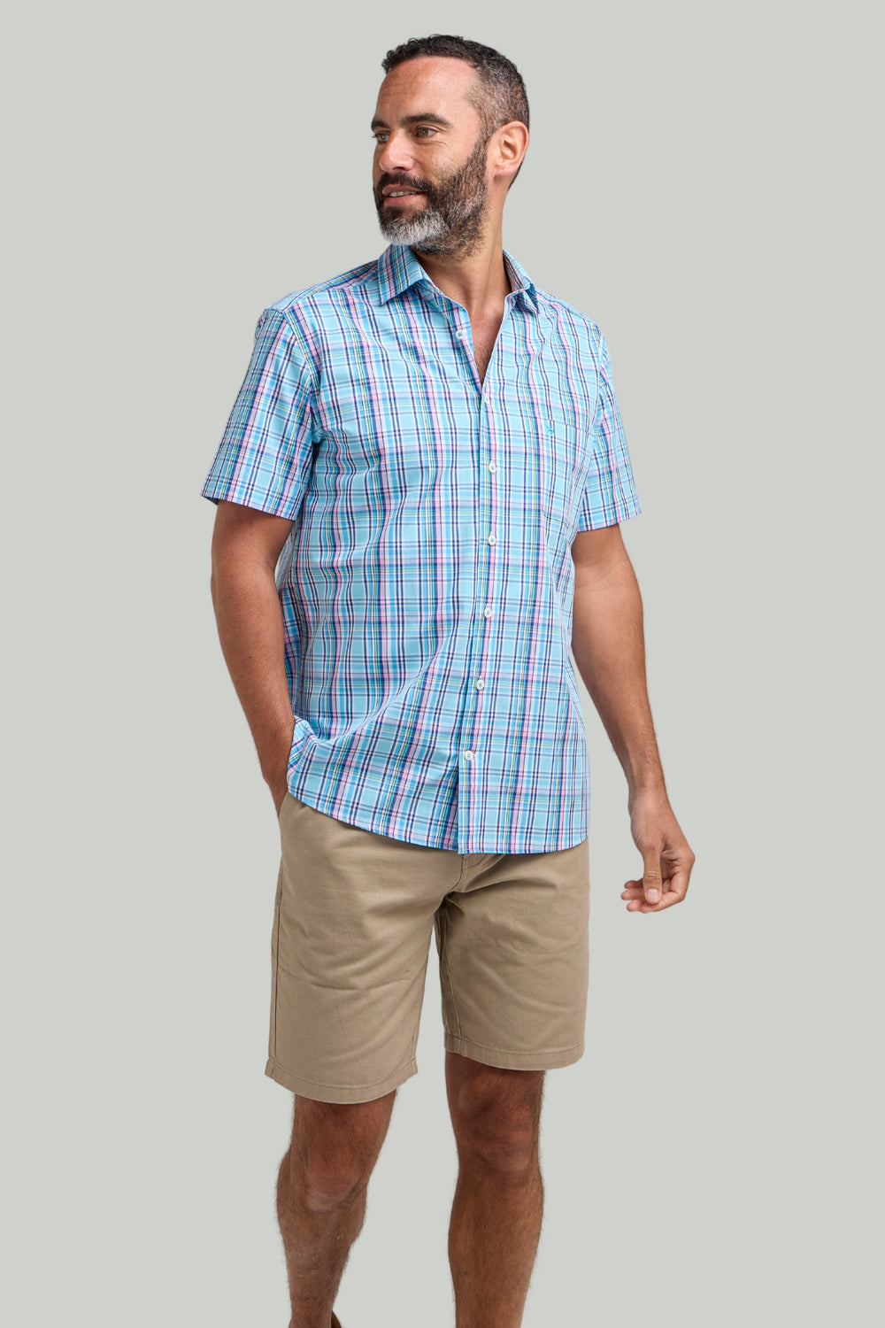 Double TWO Plaid Check Short Sleeve Shirt For Men in 2 Colours, M-5XL