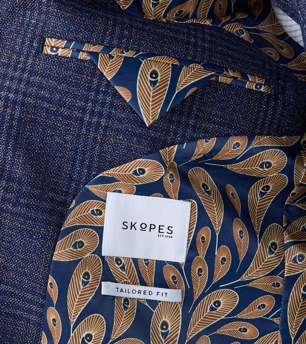 Skopes Woolf Suit Jacket For Men's in Navy Check, 34S to 70L