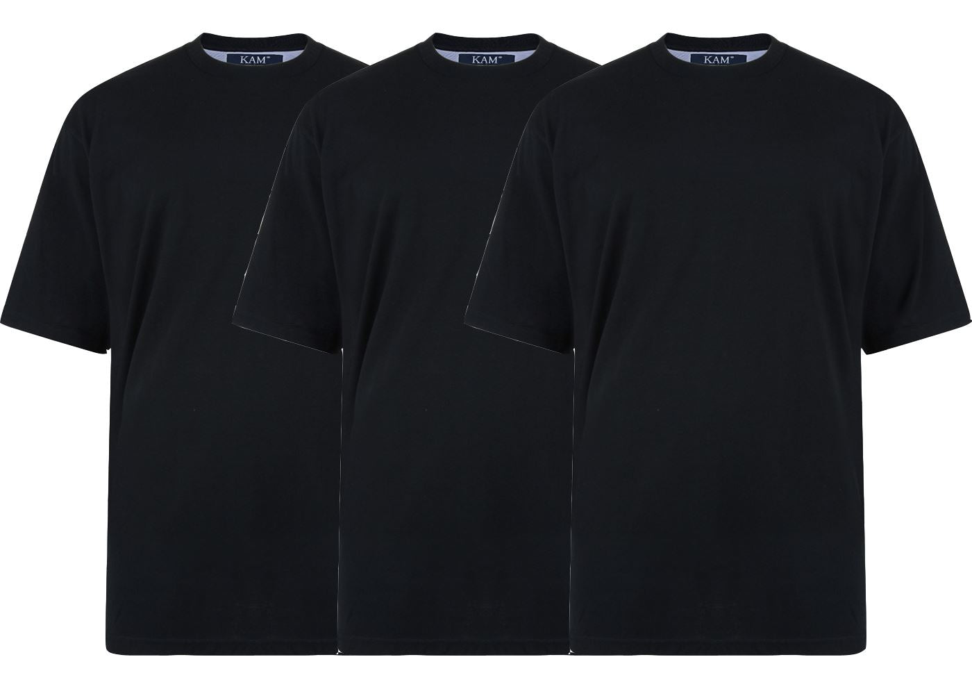 KAM Mens Plus Size Plain 3 Pack Cotton Tee Shirts Available uptp size 8XL
