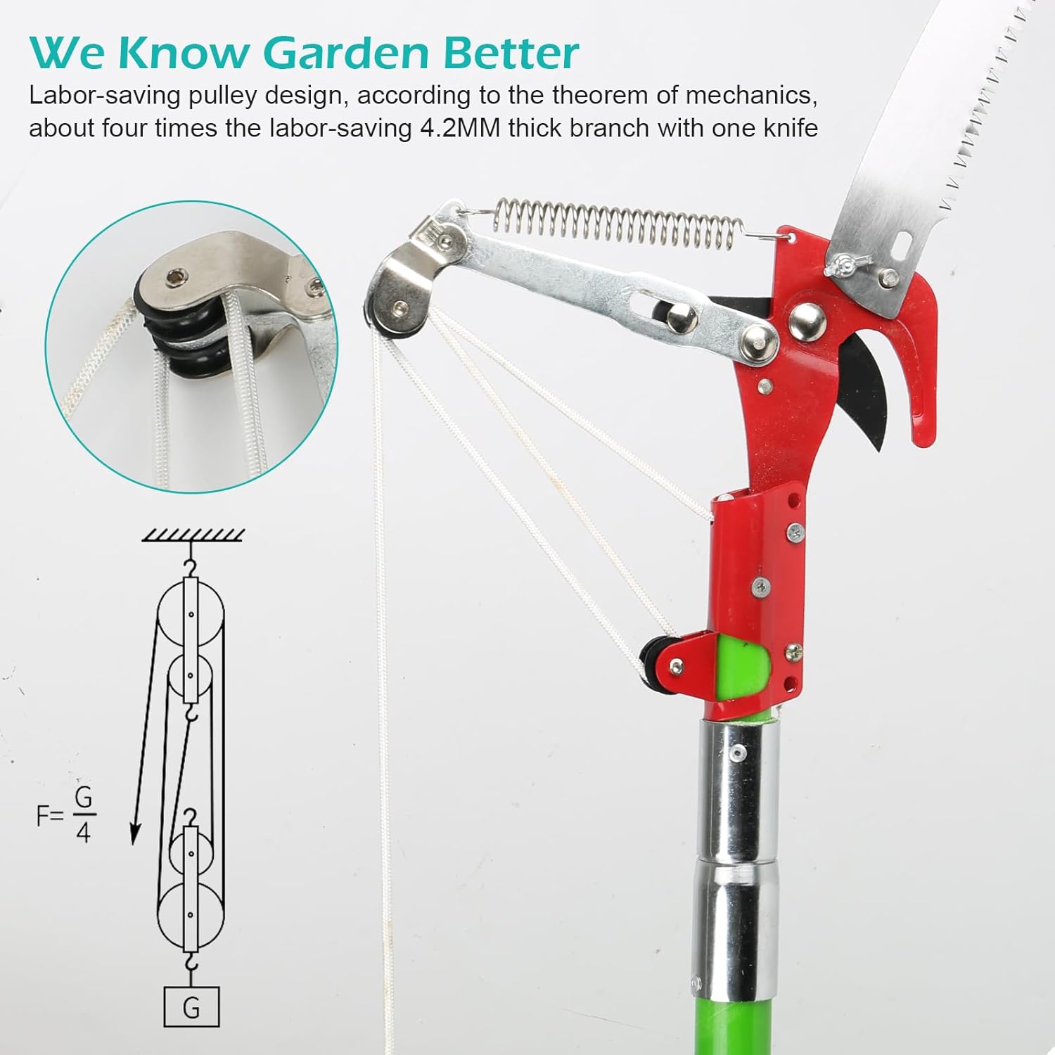 Tree Pole Pruner 8m Manual Pruning Saw with Scissors Gloves Maxant