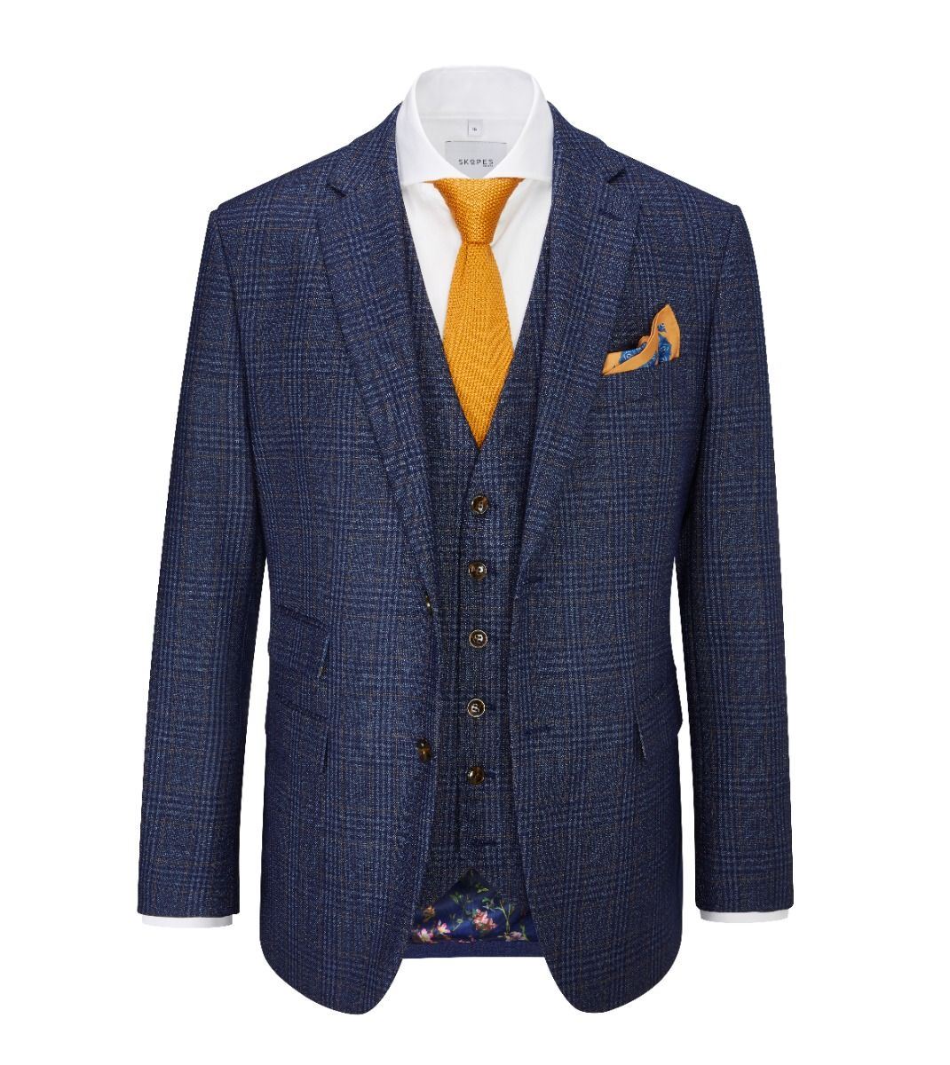 Skopes Woolf Suit Jacket For Men's in Navy Check, 34S to 70L