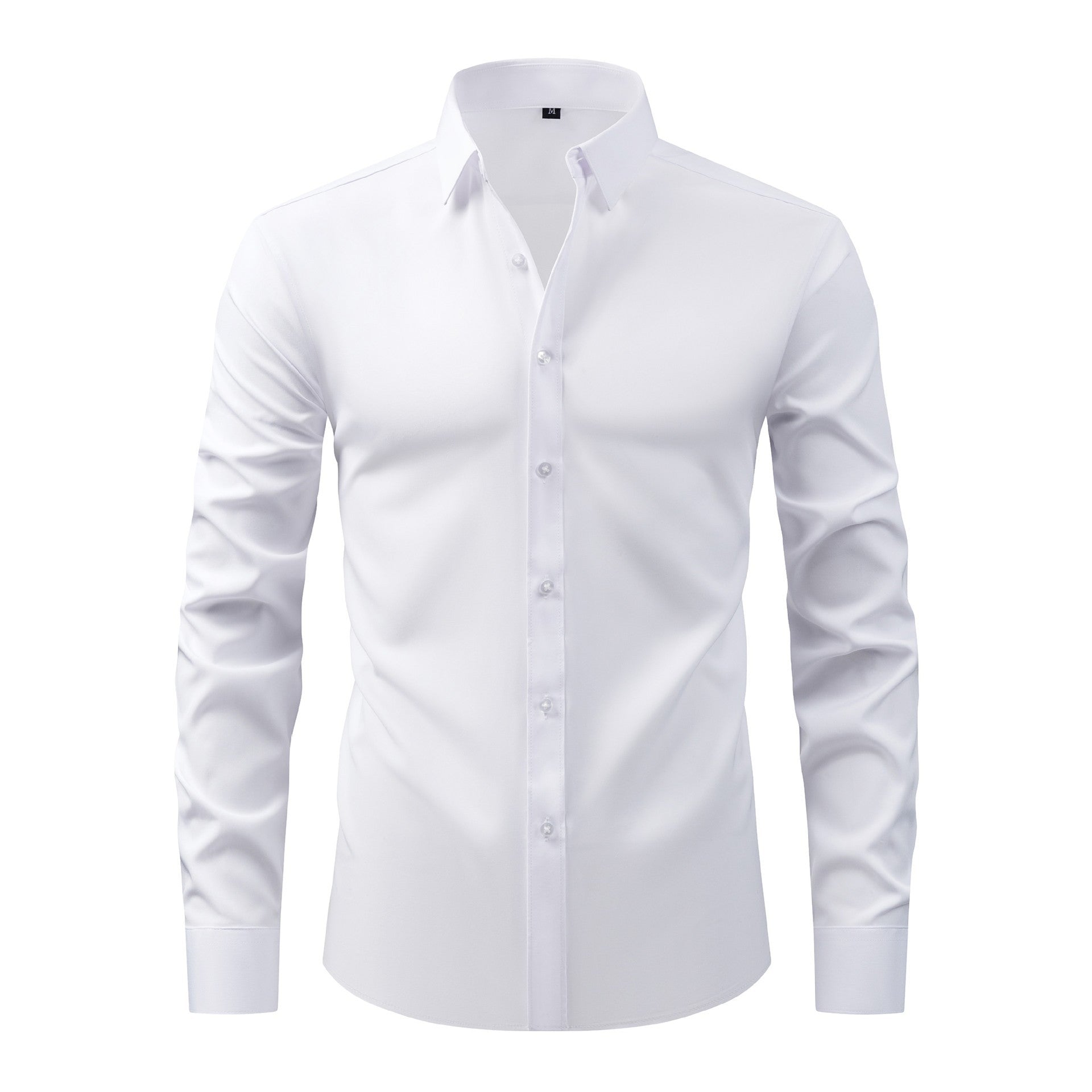 Full Elastic Force Natural Color Button Men's Plus Size Shirt