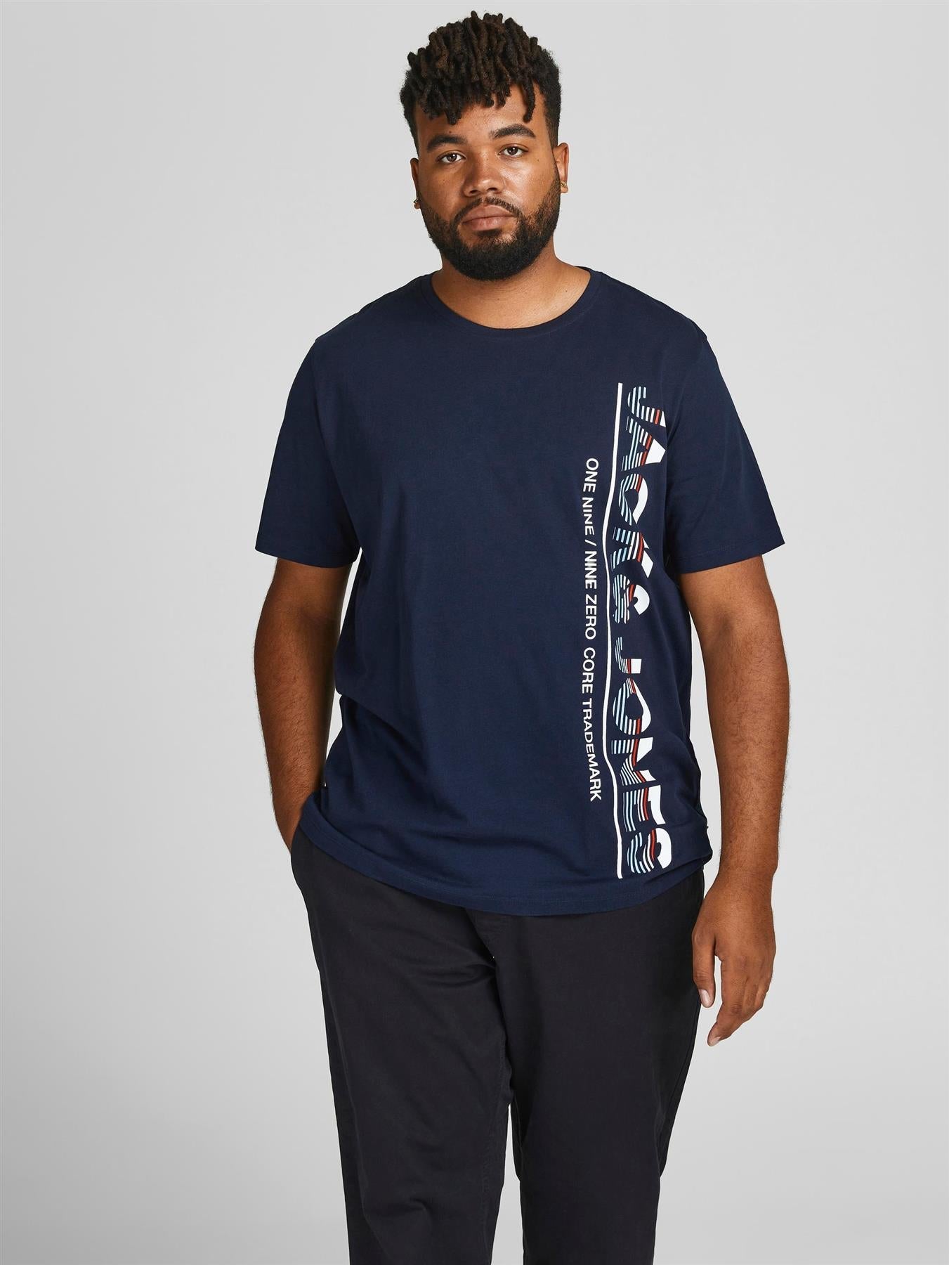 Jack & Jones Casual Fit Size Men's Short Sleeve Printed Crew Neck Tee in Size 1XL-6XL, 2 Colours