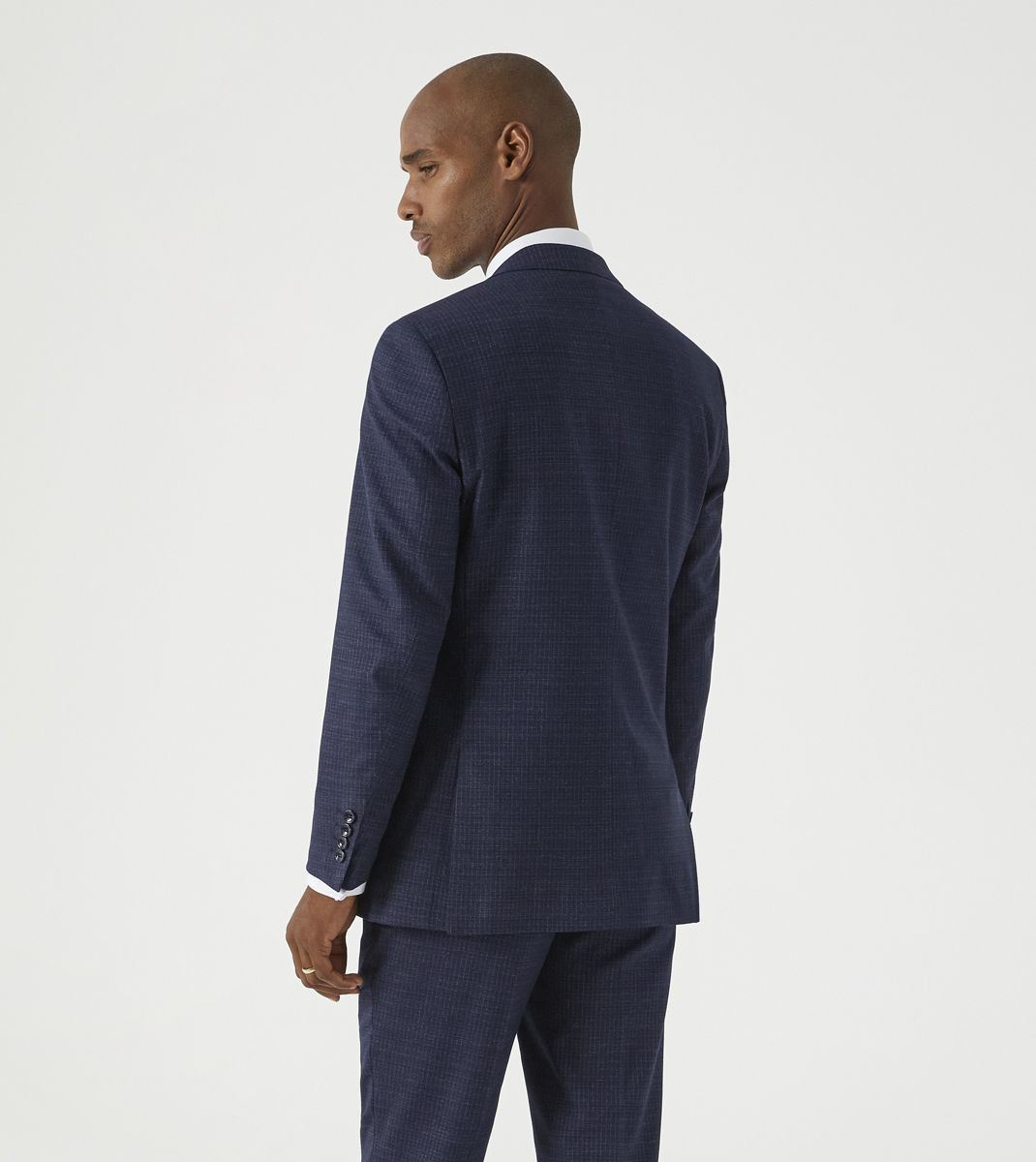 Skopes Hepworth Suit Tailored Fit Jacket For Men in Navy Blue Mini Check, 36S to 62L