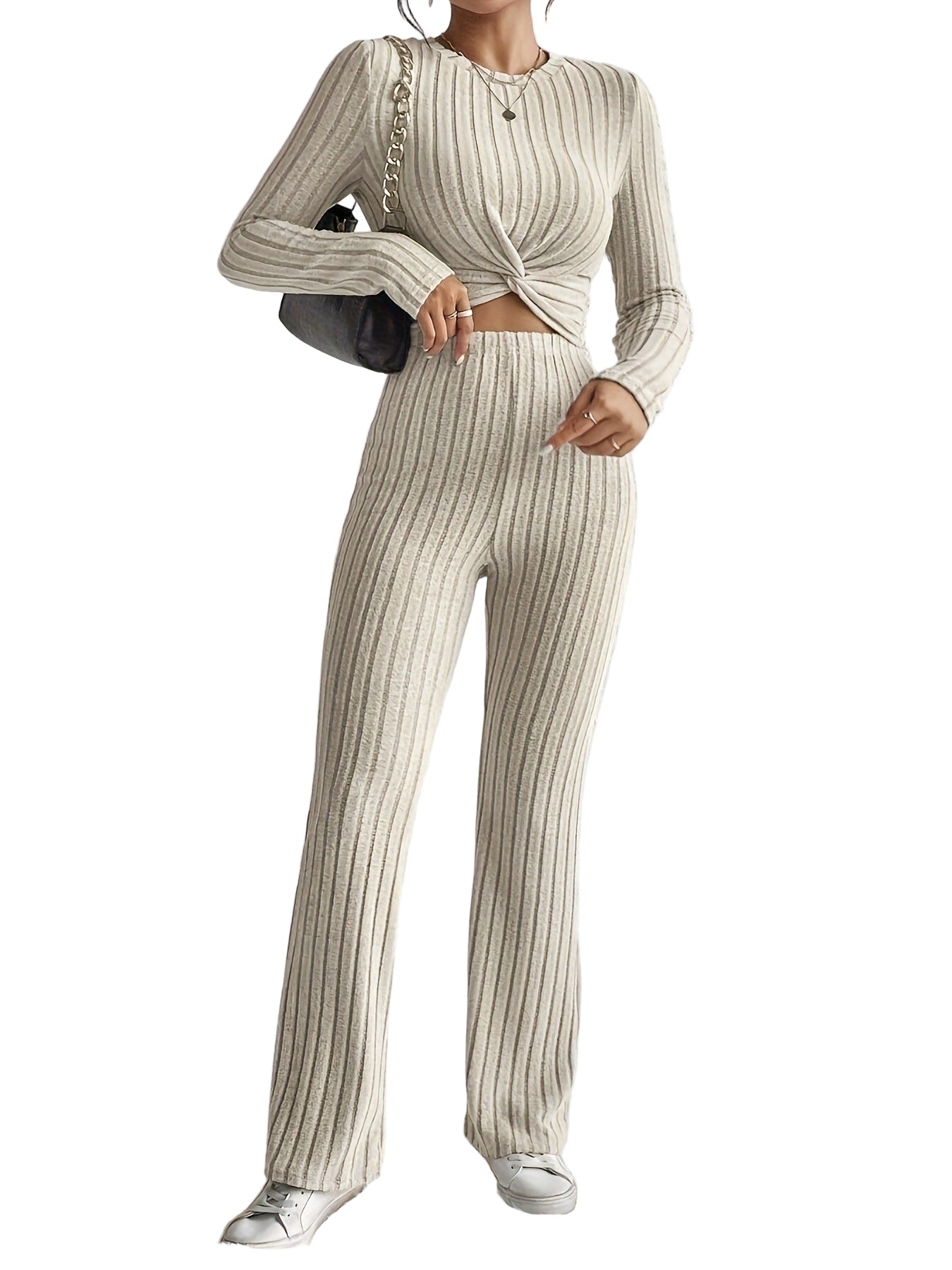 Short Top And Slim Fit Pants Set