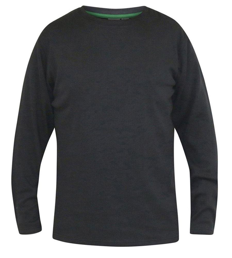 D555 EXETER Thermal Long Sleeve T-Shirt For Men in Black, 2XL-8XL