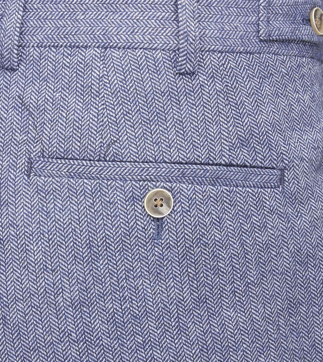 Skopes Men's Tailored Fit Suit Trouser Jude Herringbone in Blue Waist 32 to 56
