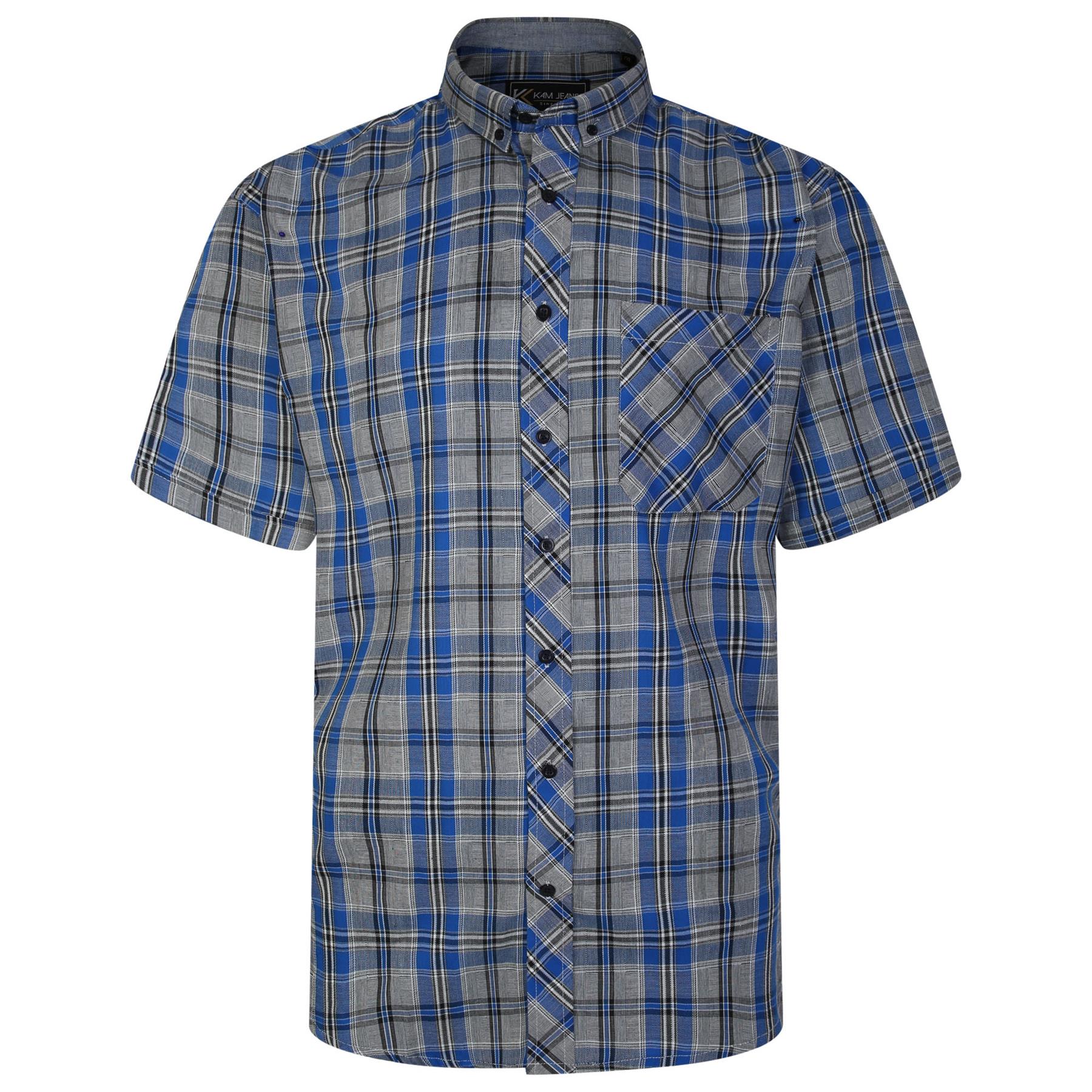 Kam Men's Casual Short Sleeve Check Shirt 2XL to 8XL