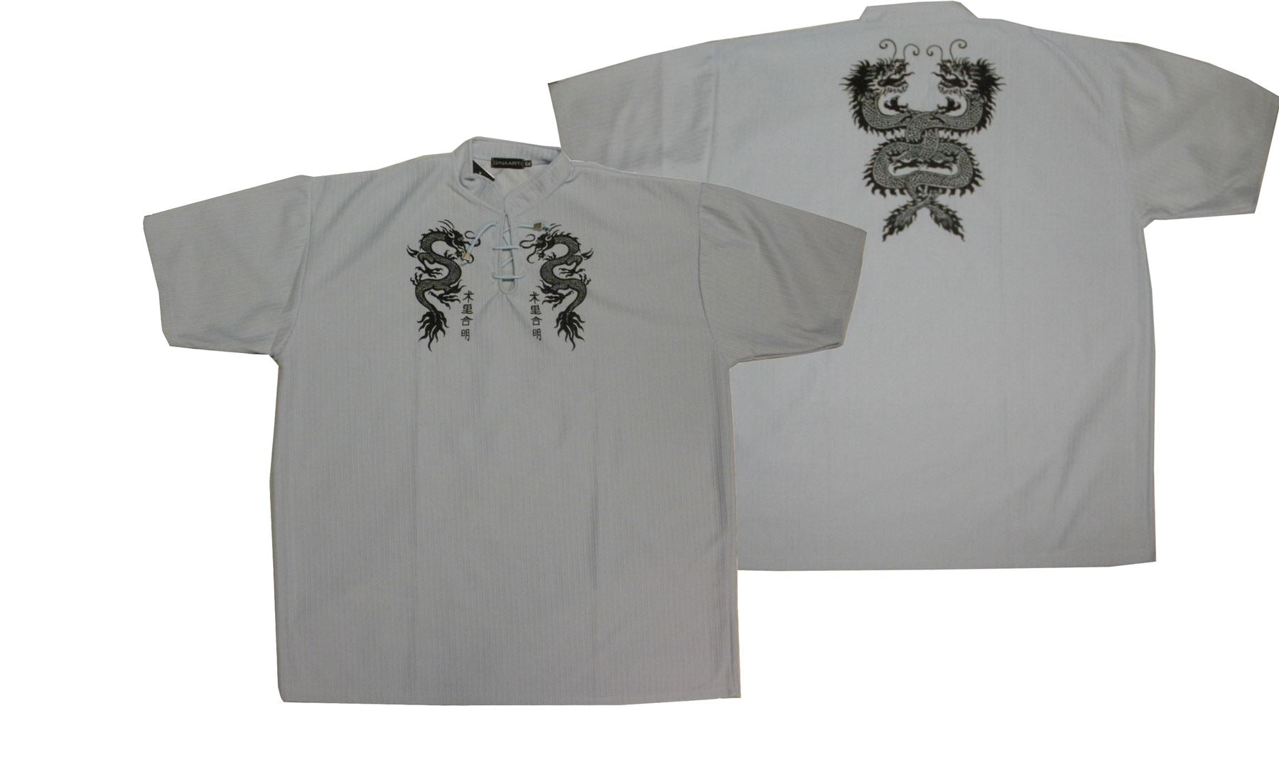 Mens Easy Care Dragon Printed Mandarin Collar Tee Shirt in Size Small to 9XL