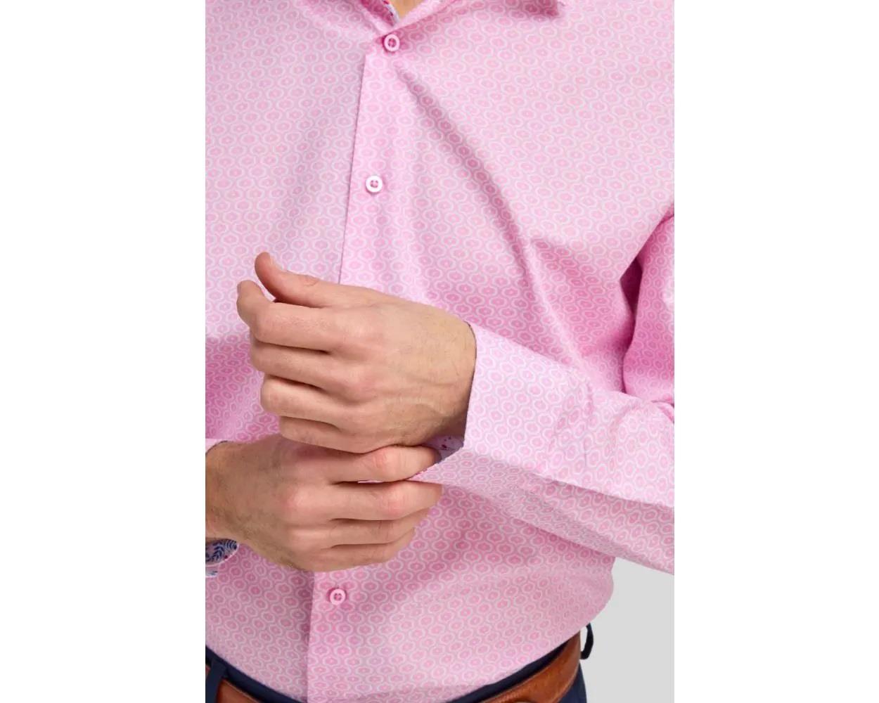 Double Two Moroccan Print Formal Long Sleeve Shirt For Men's (GS4242) in Collar Size 15 to 23, 2 Colours