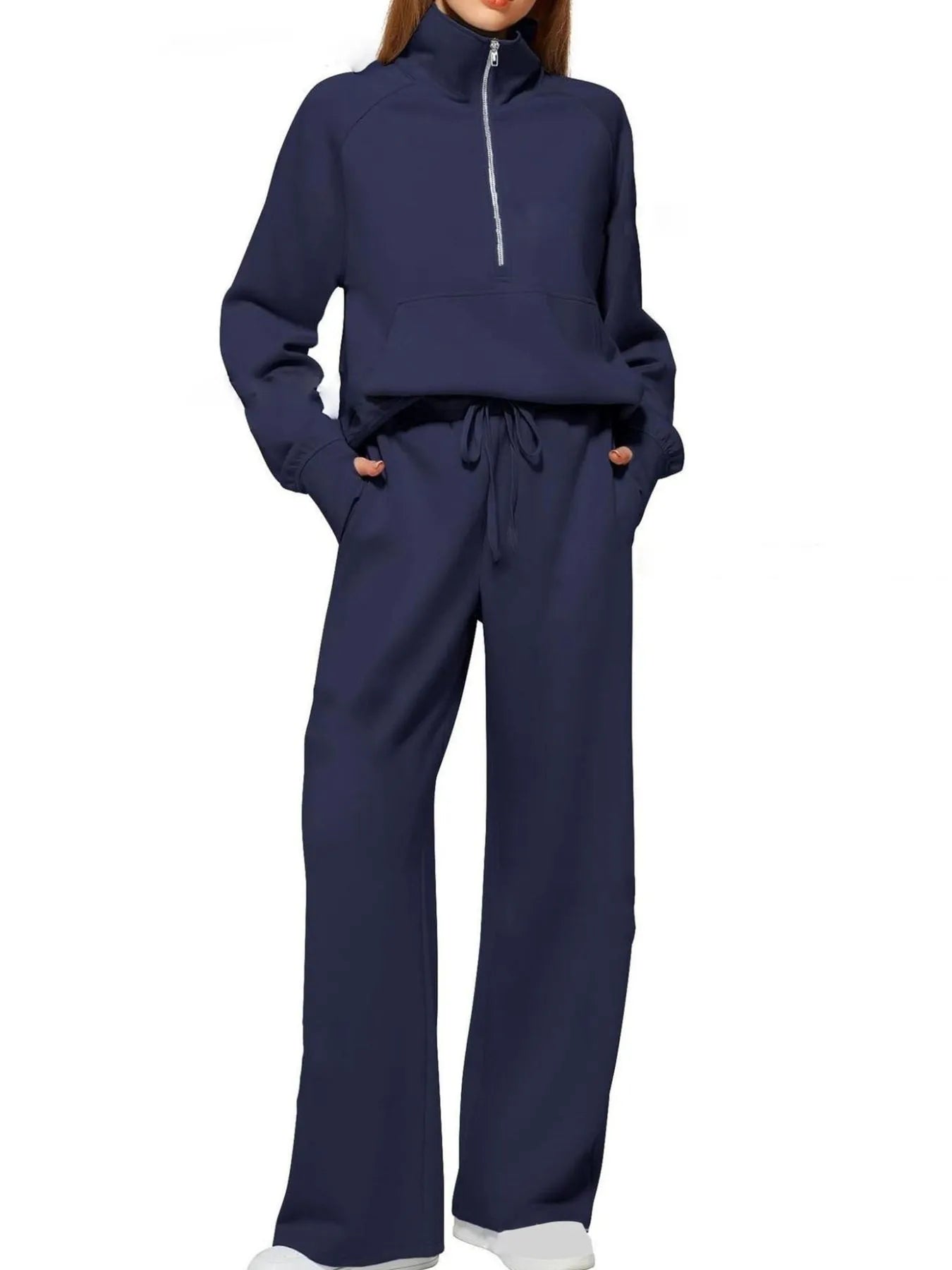 Half Zip Long Sleeve Top and Pants Set