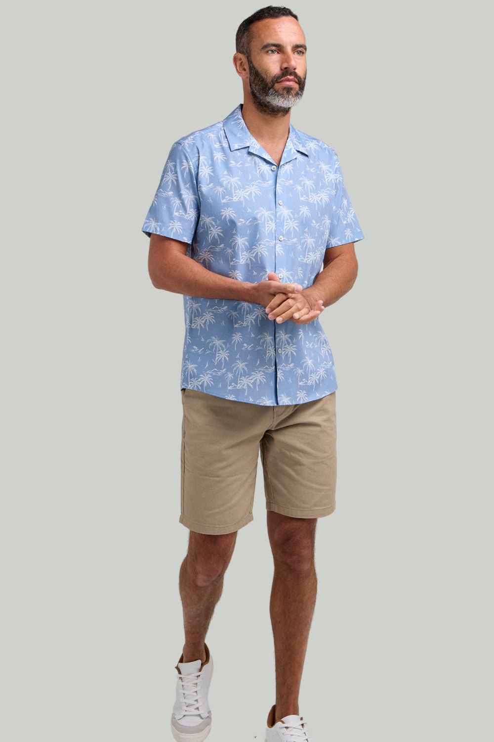 Double TWO Palm Tree Print Short Sleeve Shirt For Men in 2 Colours, M-5XL