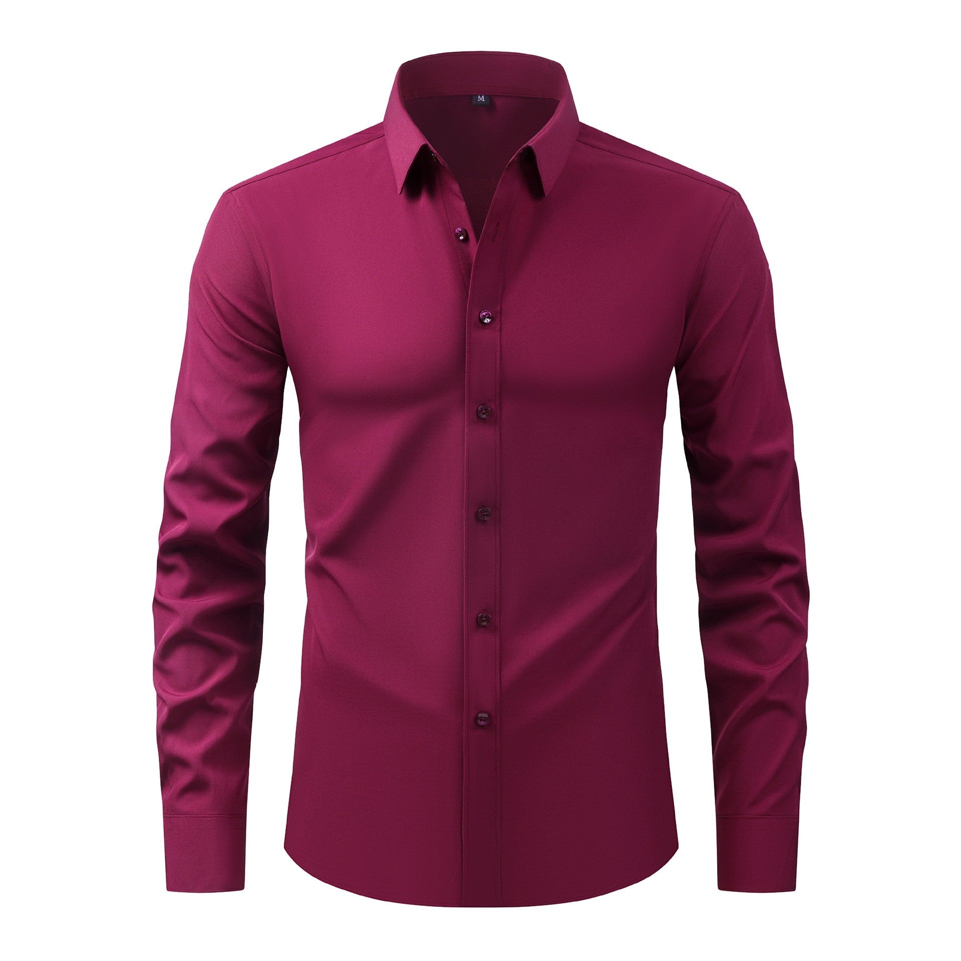 Full Elastic Force Natural Color Button Men's Plus Size Shirt