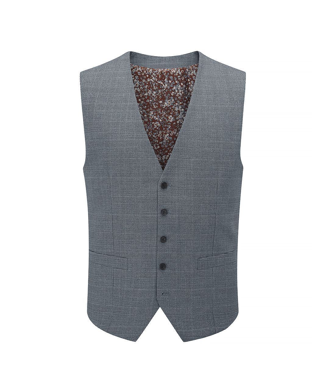 Skopes Anthony Suit Waistcoat For Men in Grey Check, 36R-62R