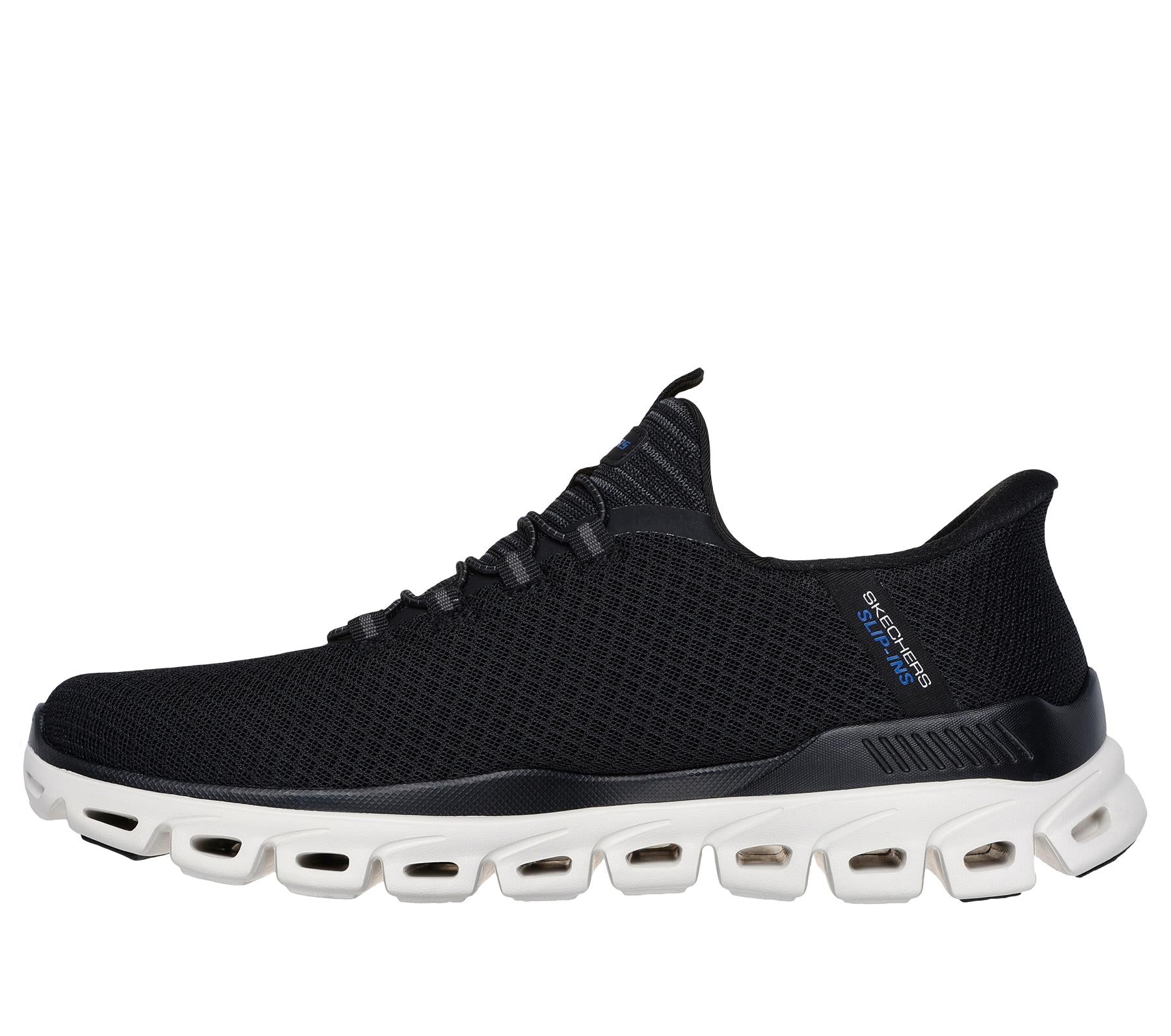 Skechers Slip On Sneaker Shoe For Men Glide-Step Noxus Slip-Ins Stretch Lace in Black, 5.5-13