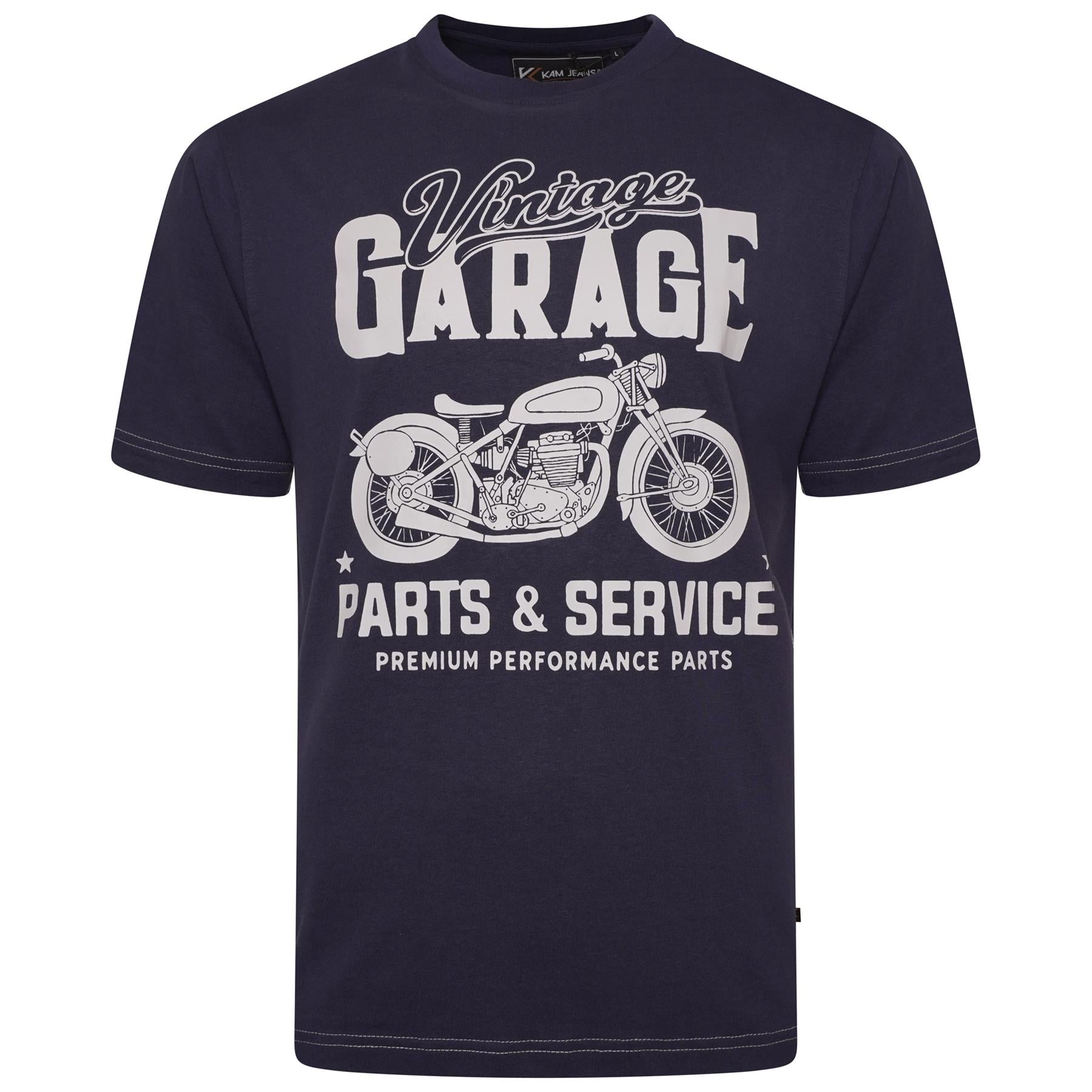 KAM Mens Plus Size Vintage Print Tee in 3 Colour Options 2XL to 8XL