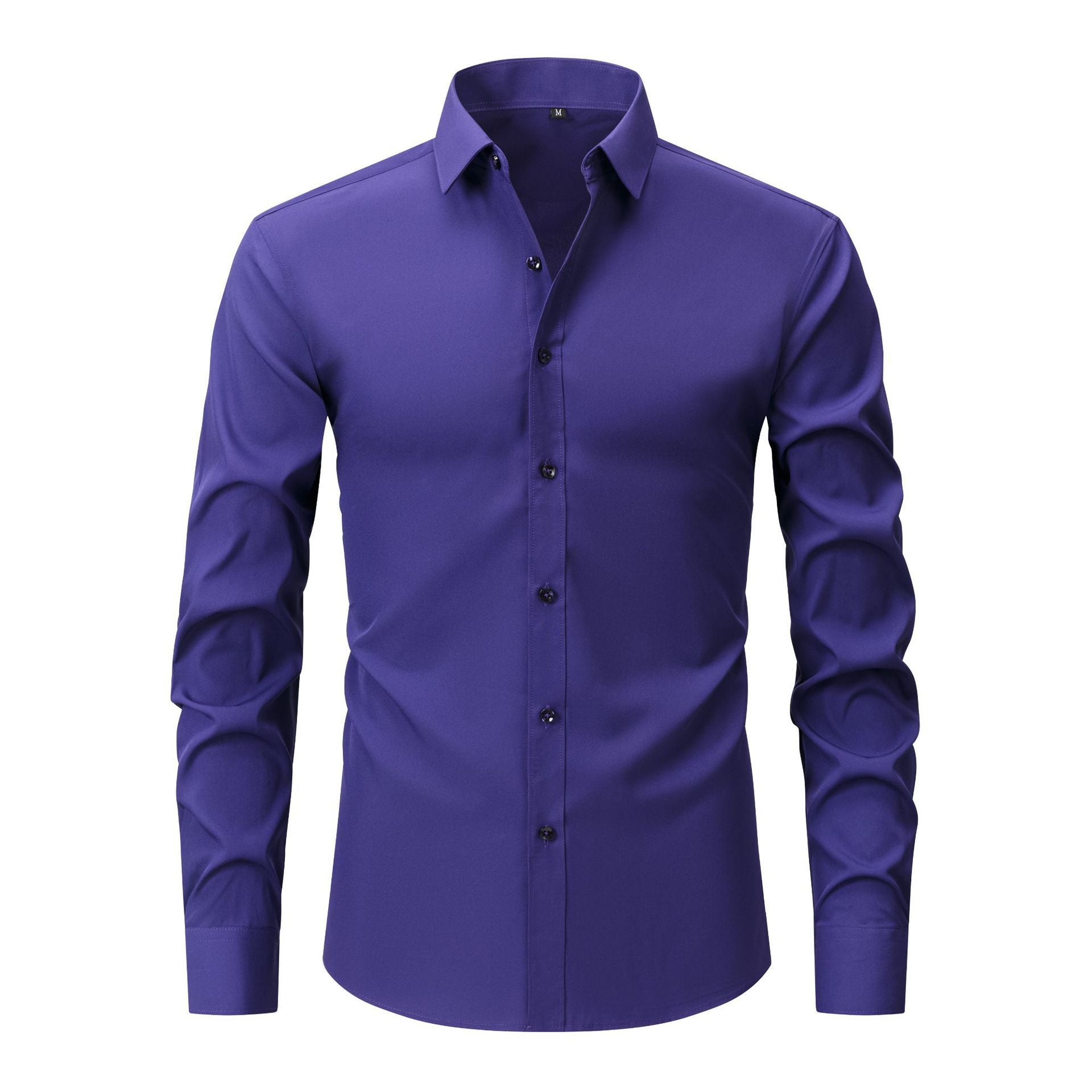 Full Elastic Force Natural Color Button Men's Plus Size Shirt