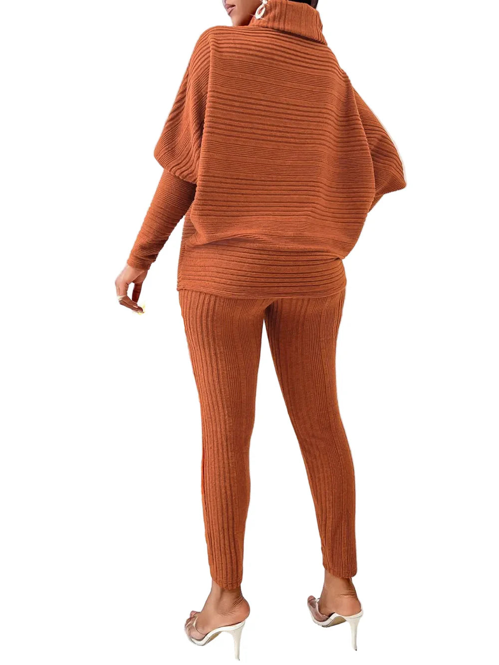 Turtleneck Batwing Sleeve Top and Pants Set