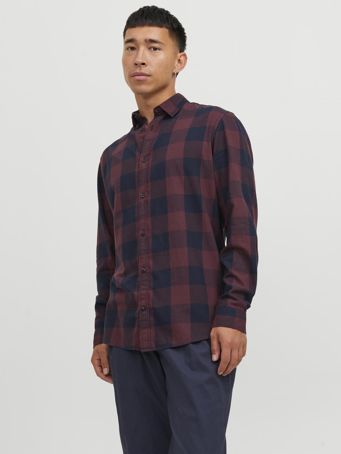 Jack & Jones Twill Checked Shirt With Long Sleeves For Men (JJEGINGHAM) in 5 Colours, L-XL