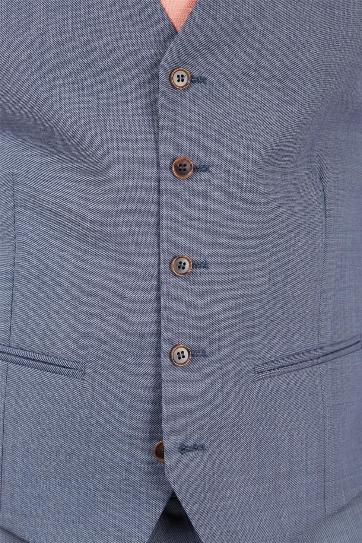 Scott Men's Classic Shark Skin Waist Coat in Light Blue, 34 to 60 Long & Regular