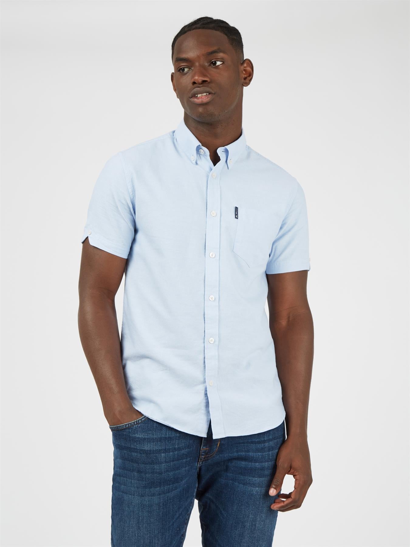 Ben Sherman Mens Big Size Short Sleeve Organic Cotton Oxford Shirt (65095) 2XL-5XL, 4 Colours