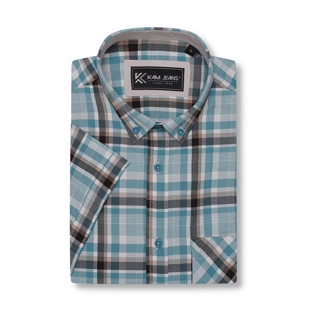 KAM Short Sleeve Check Shirt For Men in 2 Colours, 2XL-8XL