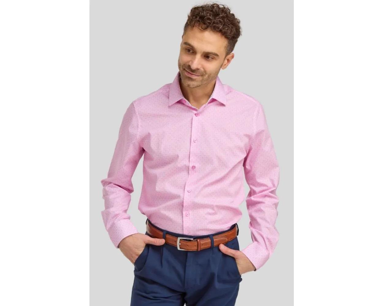 Double Two Moroccan Print Formal Long Sleeve Shirt For Men's (GS4242) in Collar Size 15 to 23, 2 Colours