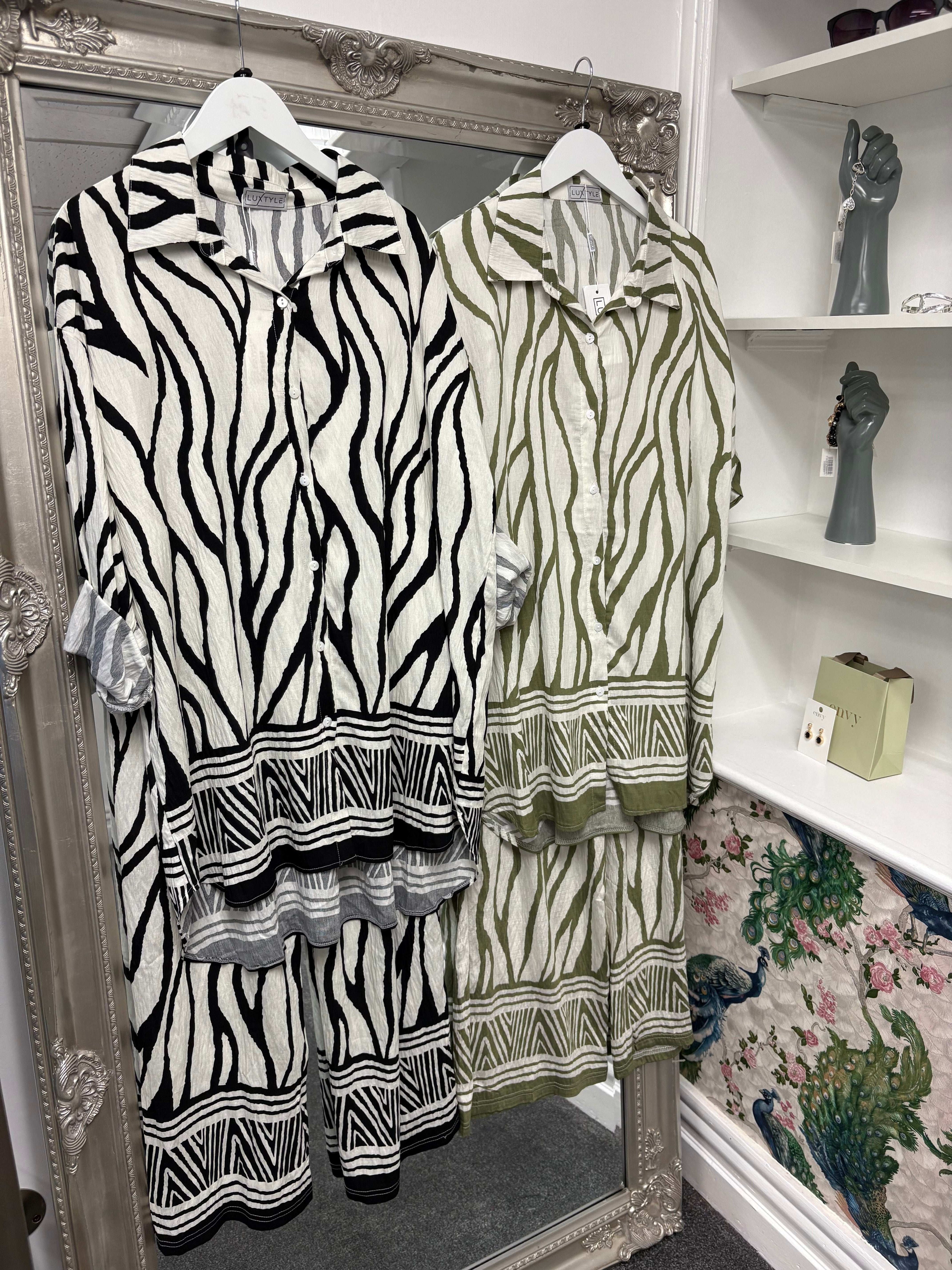 Luxtyle Zebra Co-ord Set – One Size (Fits 8–16/18)