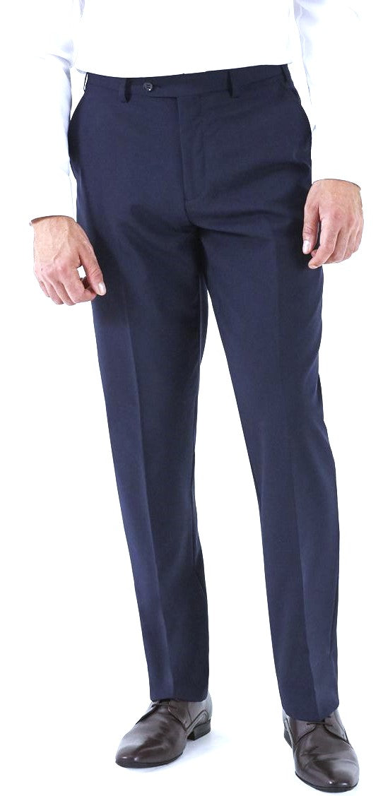 SCOTT Classic Fit Wool Blend Flat Front Suit Trousers in Navy Size 30 - 56