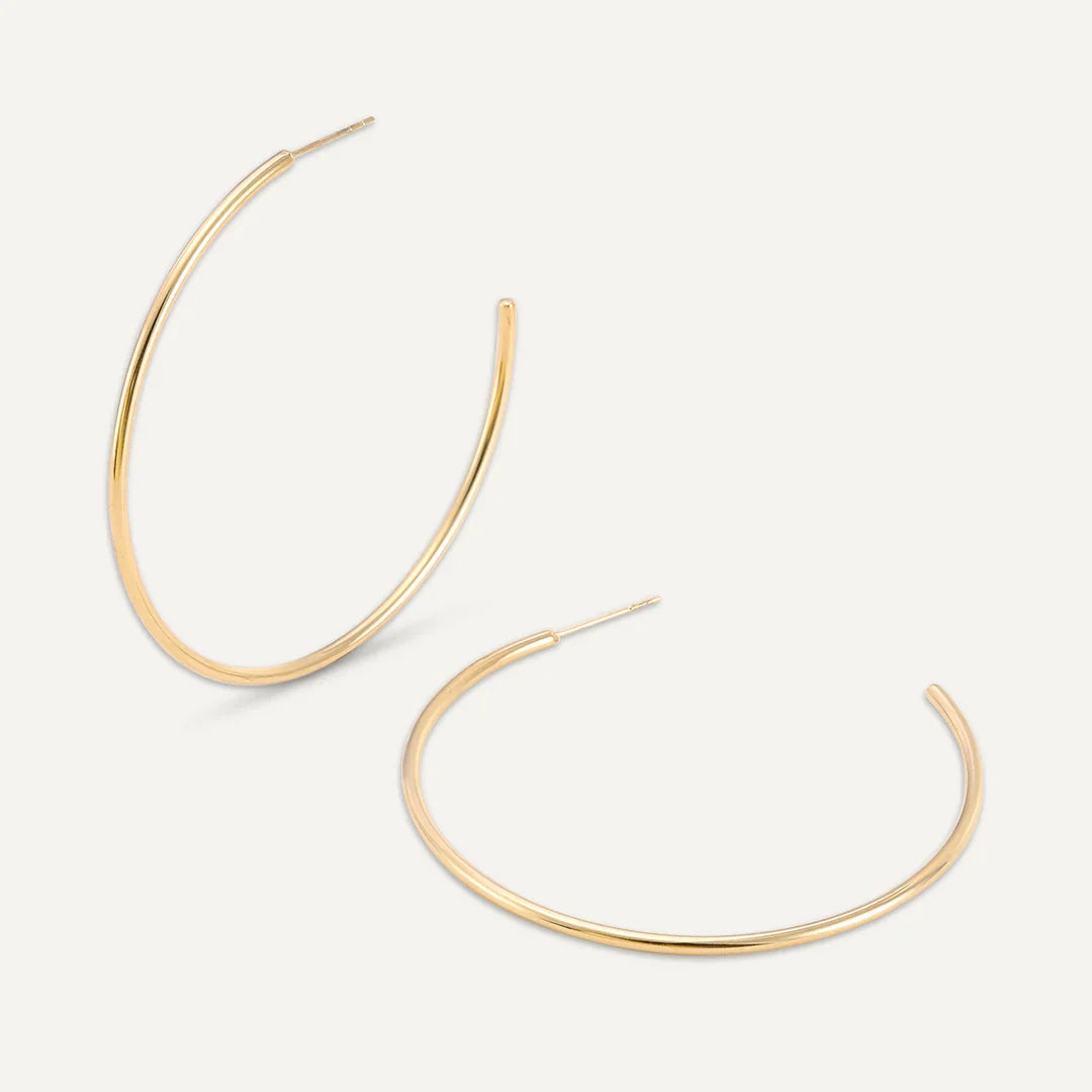 Gold Plates Large Hoop Earrings - SALE