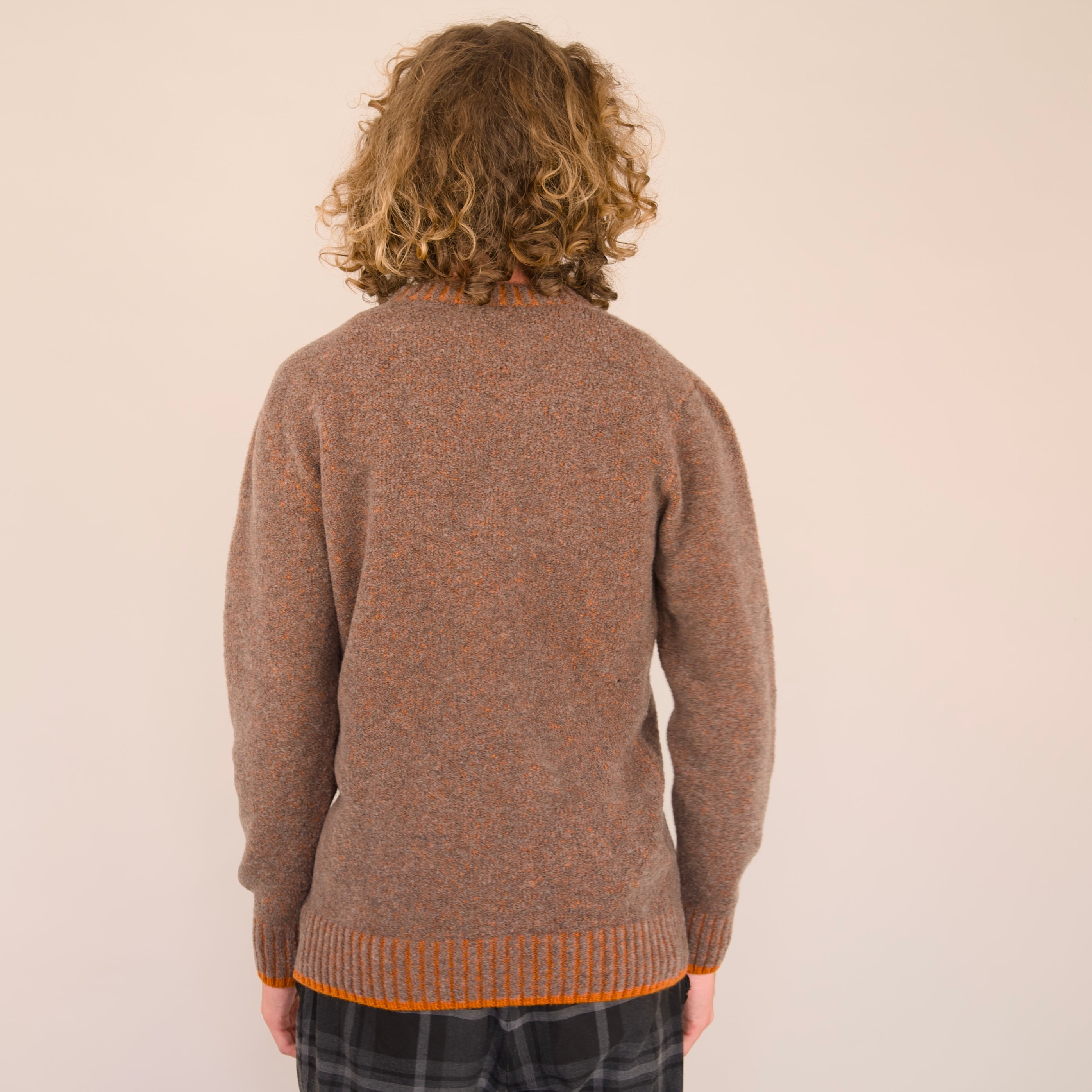 Soufflé Piccadilly Brown Jumper Lambswool Fluffy Knit Hand-Linked UK Made