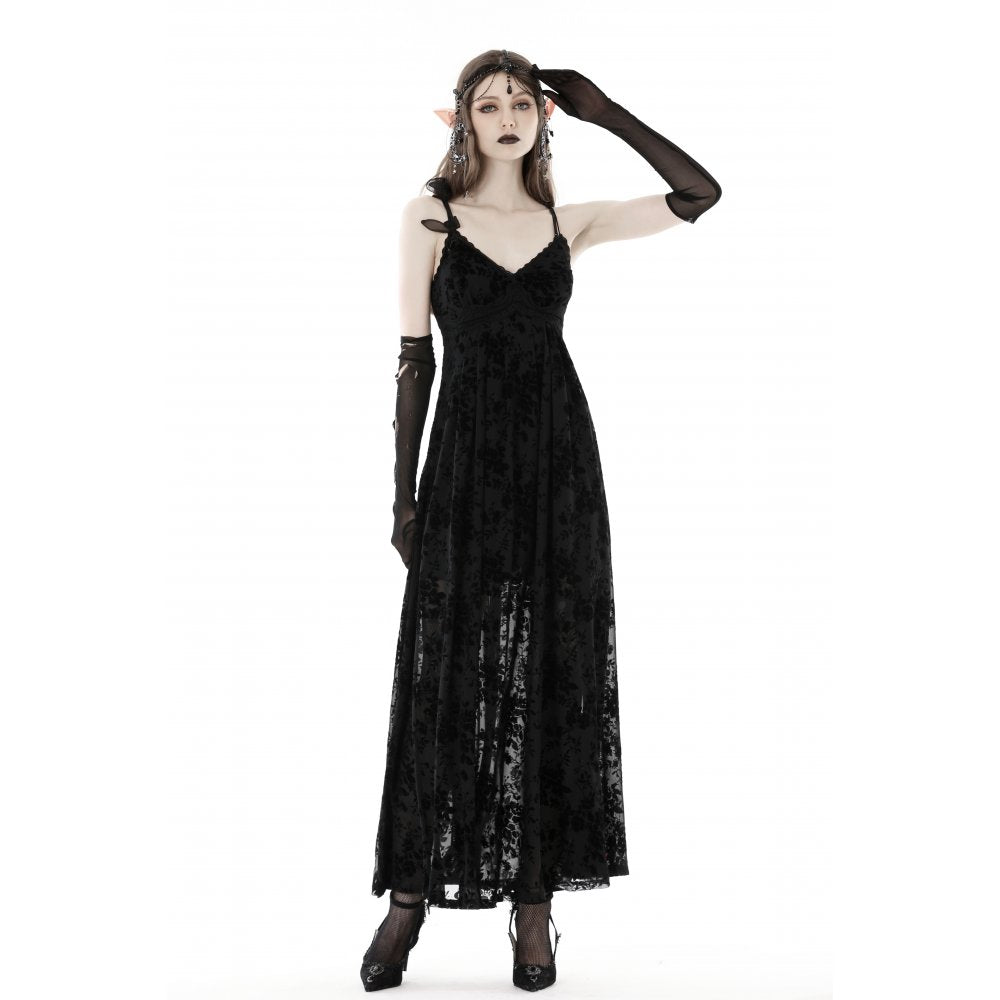 Dark In Love Dahlia Dress – Ankle-Length Floral Strap Midi Dress