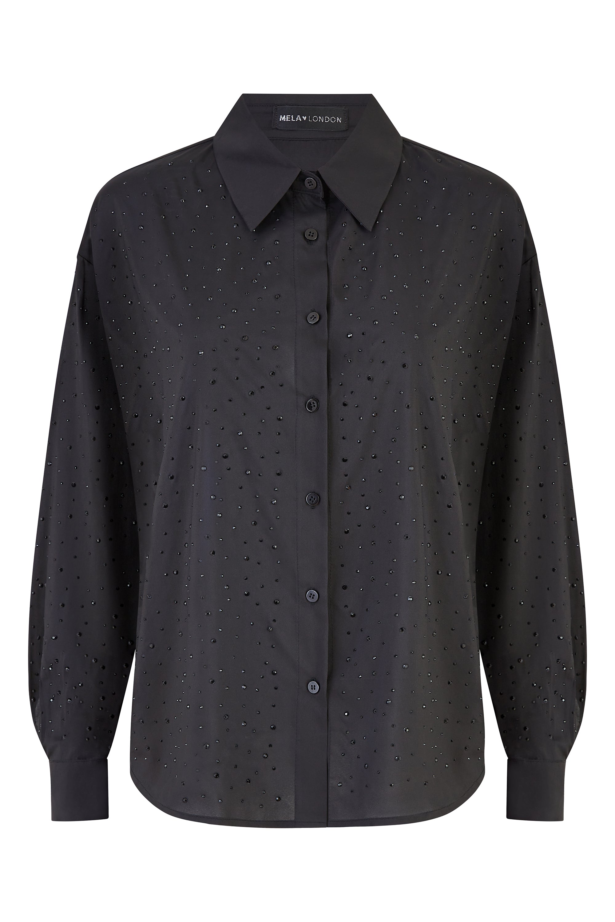 Mela Black All Over Gem Long Sleeve Shirt