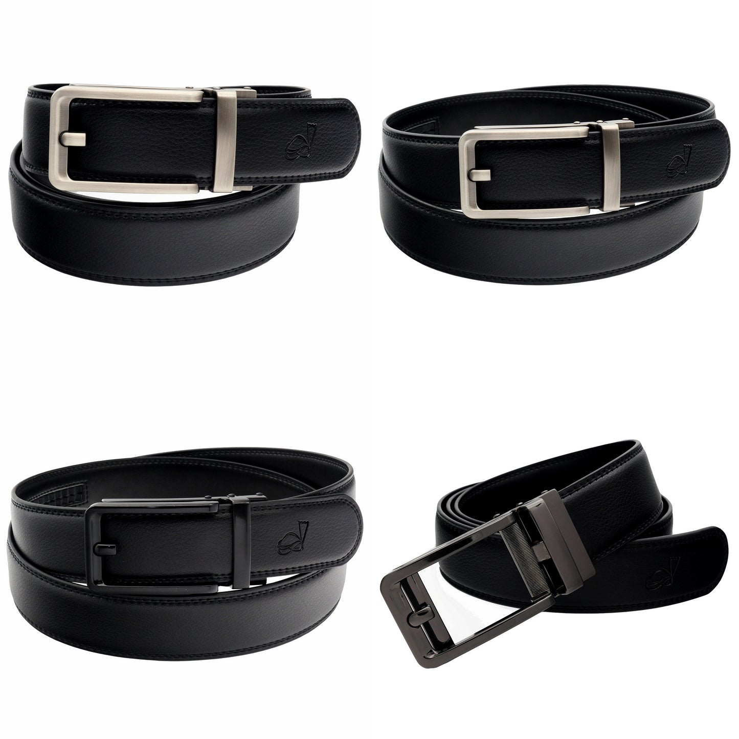 QHA Mens Ratchet Leather Belt Automatic Buckle 35mm Wide Q35