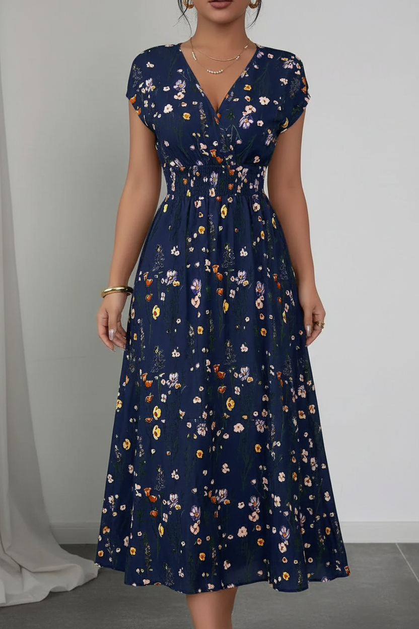Women's Floral Maxi Dress V-Neck Sleeveless Boho Summer Holiday