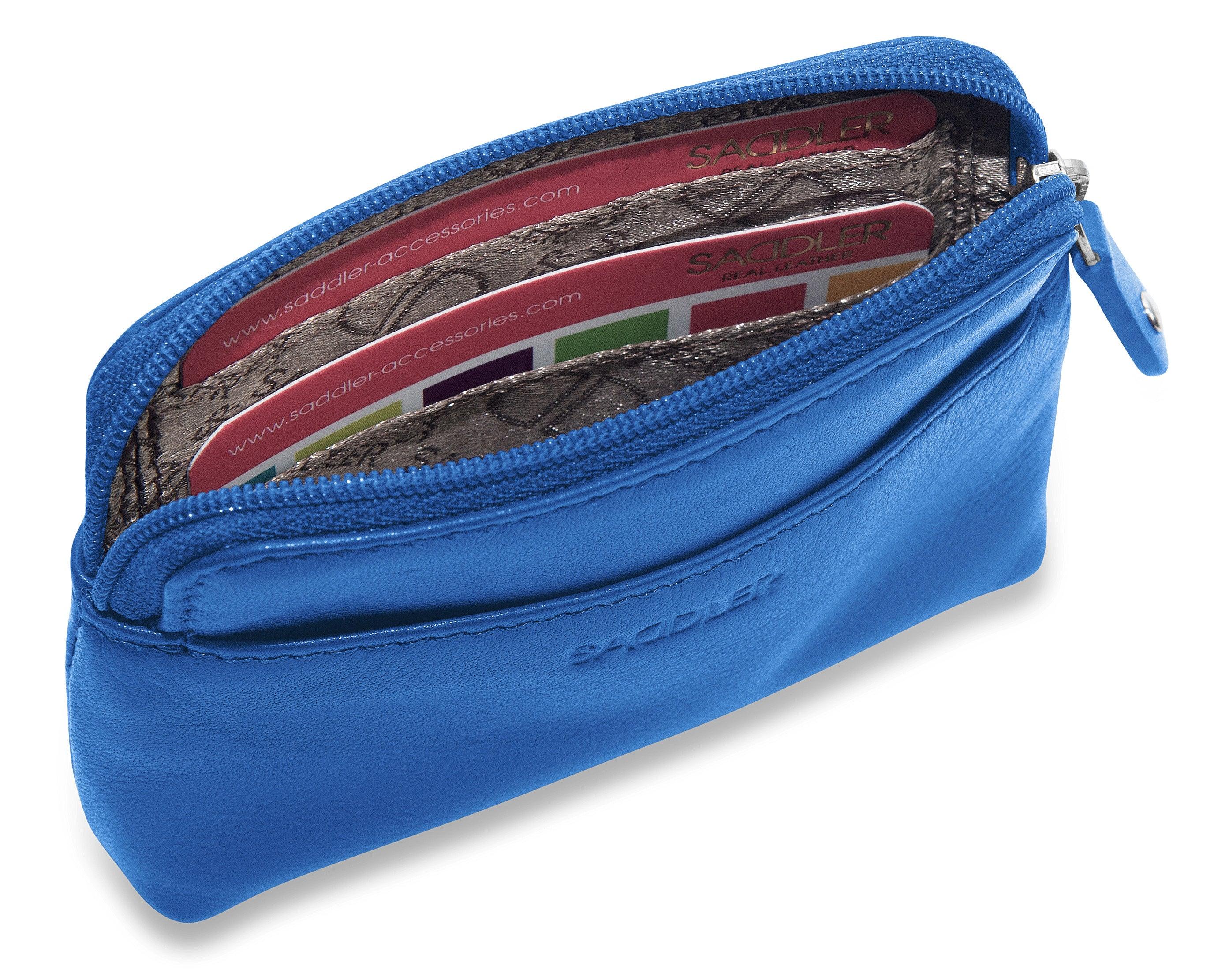 Compact Leather Zip-Top Purse "Pia" – Handmade by Saddler | RFID Protected & Gift Boxed | Multi-Functional Card, Coin & Key Holder