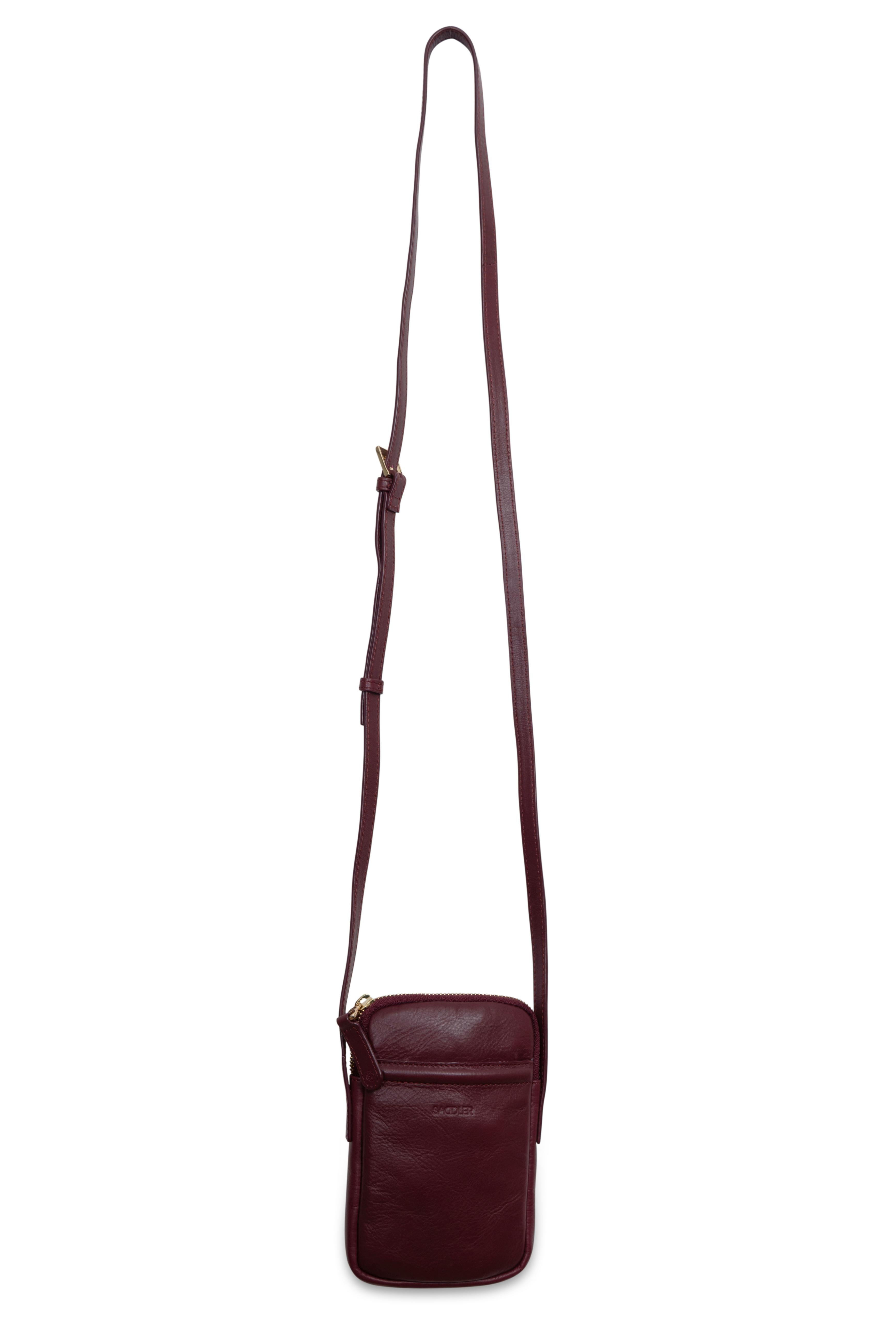 SADDLER "Margot" Real Leather Crossbody Zip Top RFID Phone Pouch - Gift Boxed