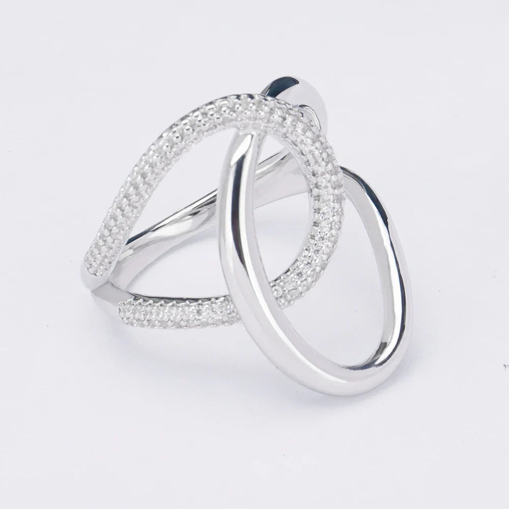 Line Ring for Women Vintage Multi-Layered Crossover Euro-American Style Index Finger Anniversary Party Niche Ins