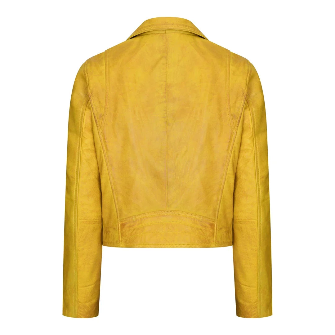Women's Real Leather Biker Jacket Cross Zip Slim Fit Brando Style — 8 Colours
