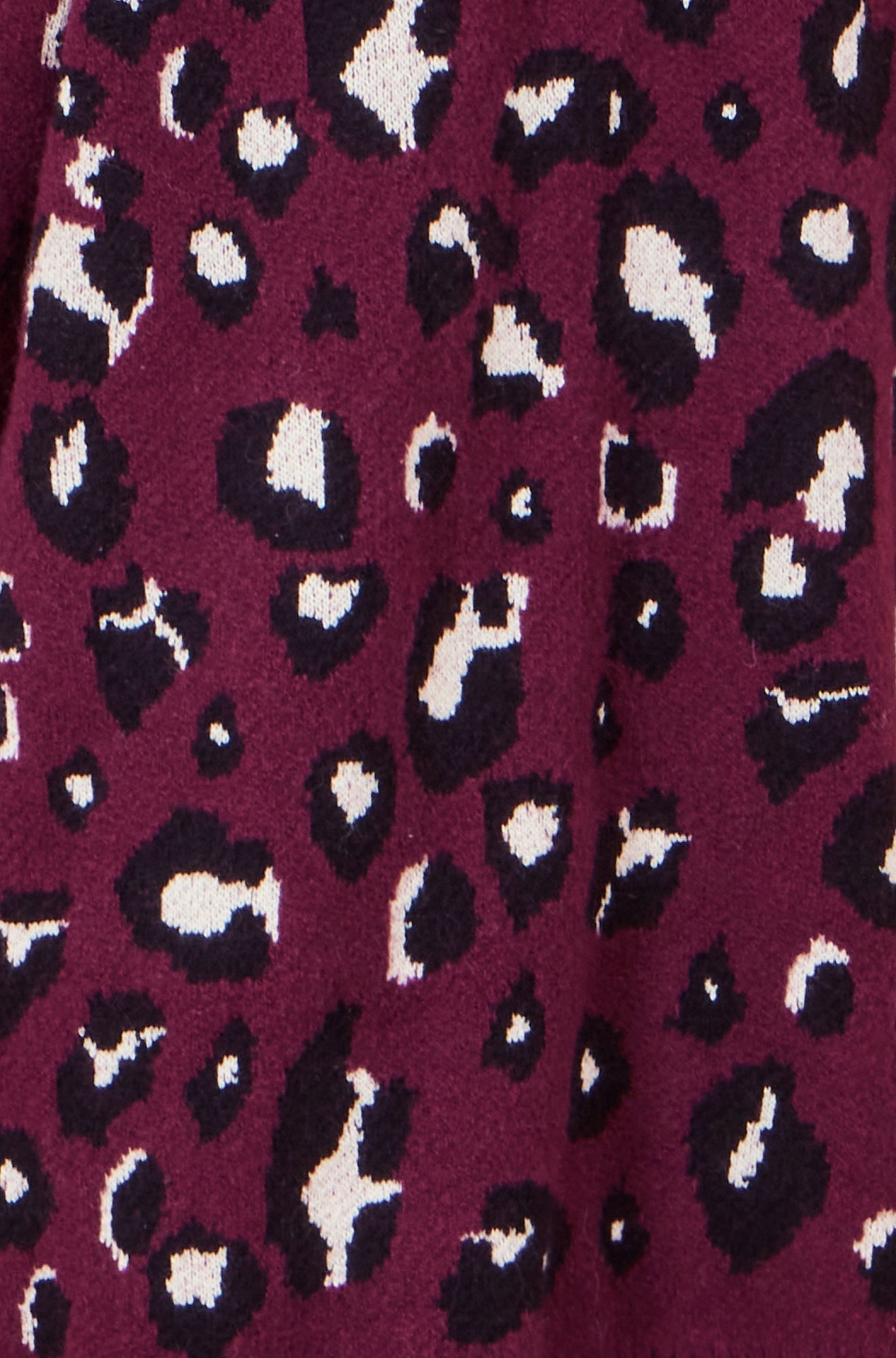 Yumi Burgundy Animal Intarsia Long Cardigan