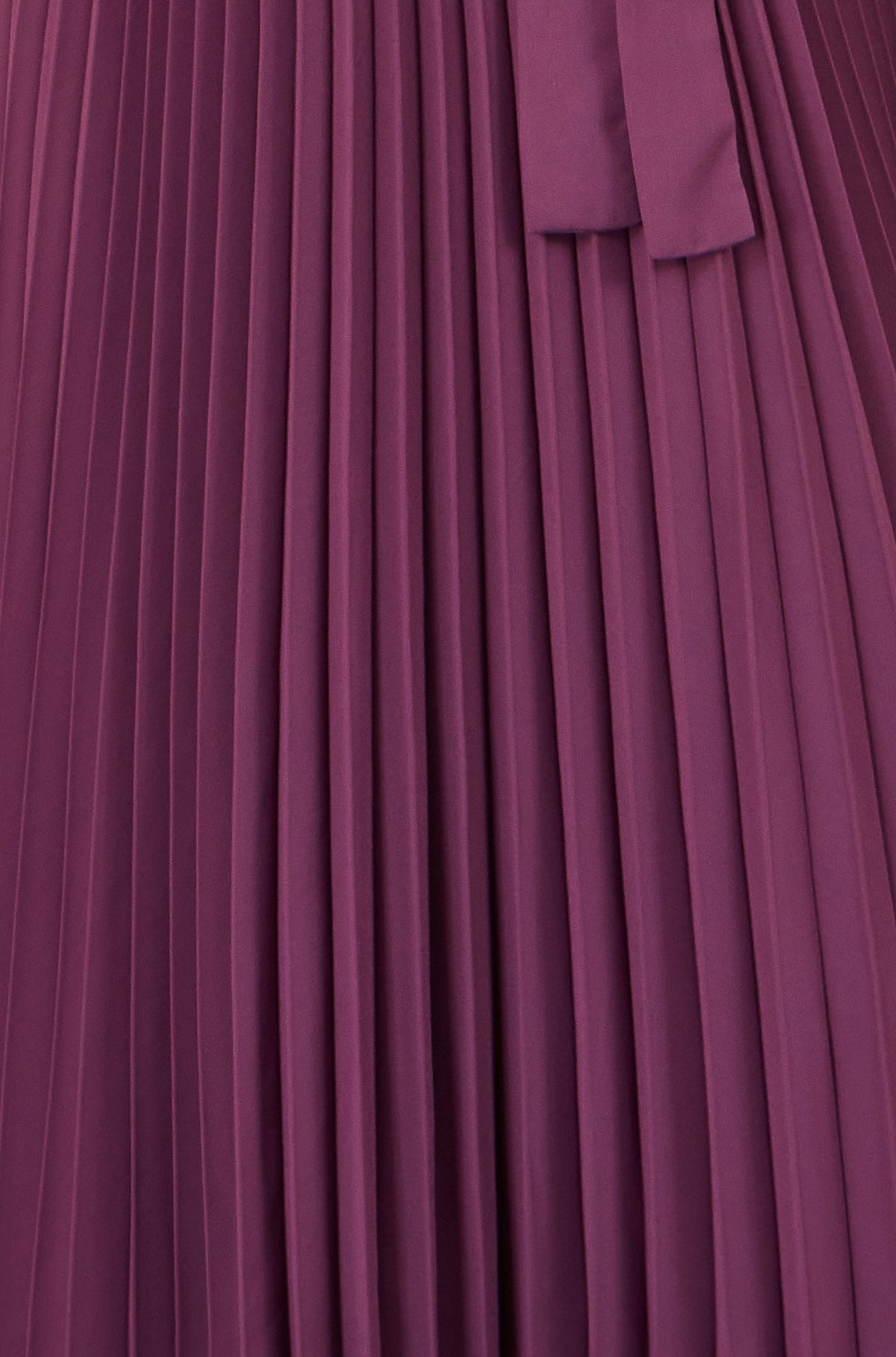 Yumi Women's Purple Pleated Wrap Midi Dress with Gathered Cuff Sleeves