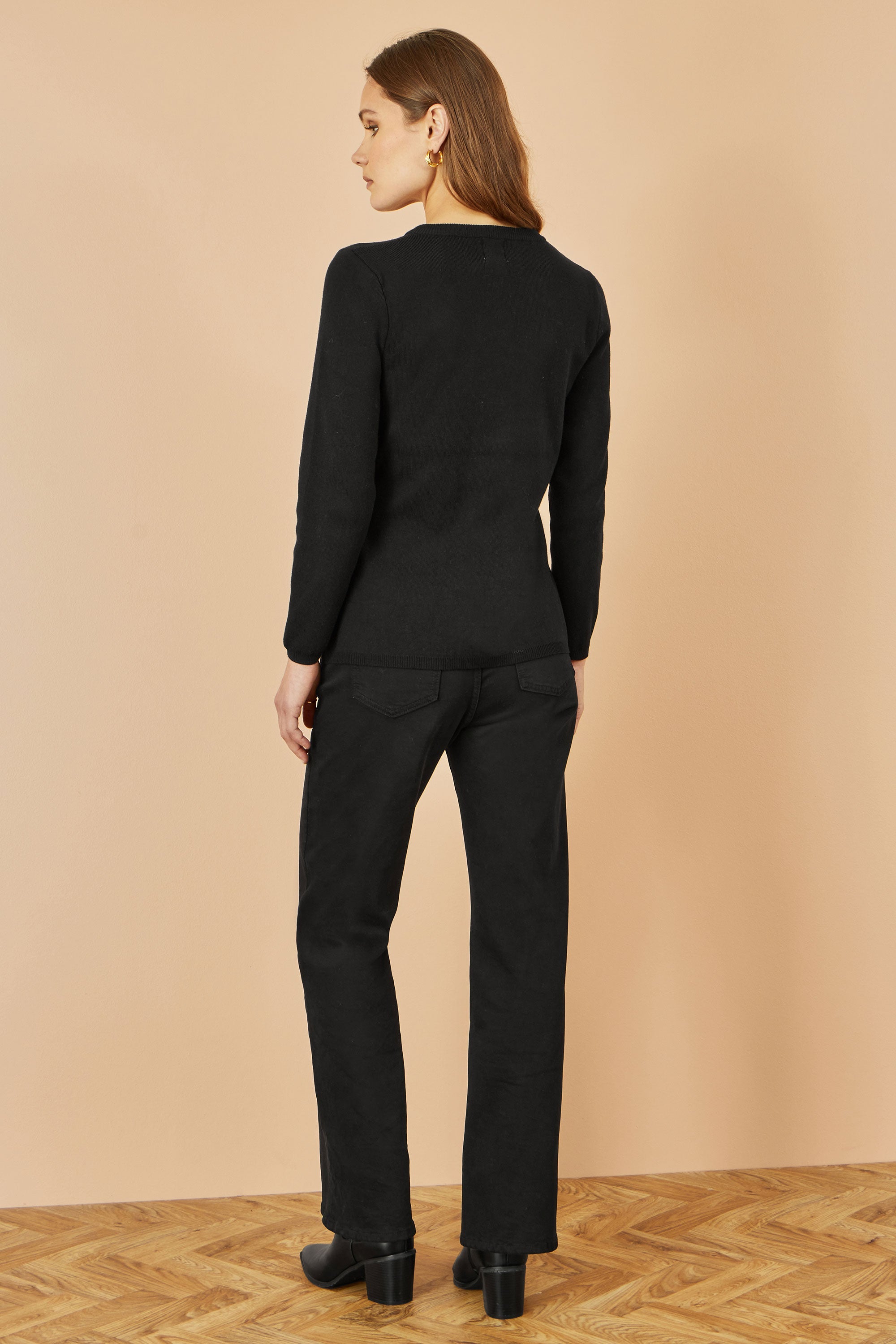 Yumi Black Knitted Fitted Button Down Peplum Cardigan